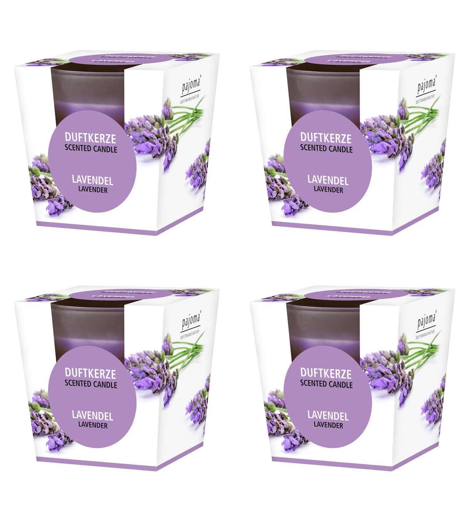 Pajoma Lavender Scented Candle Set 4x120g 25-Hour Burn Time Premium Quality in Satin Glass | Ideal Gift Packaging - Buy Online on GoSupps.com