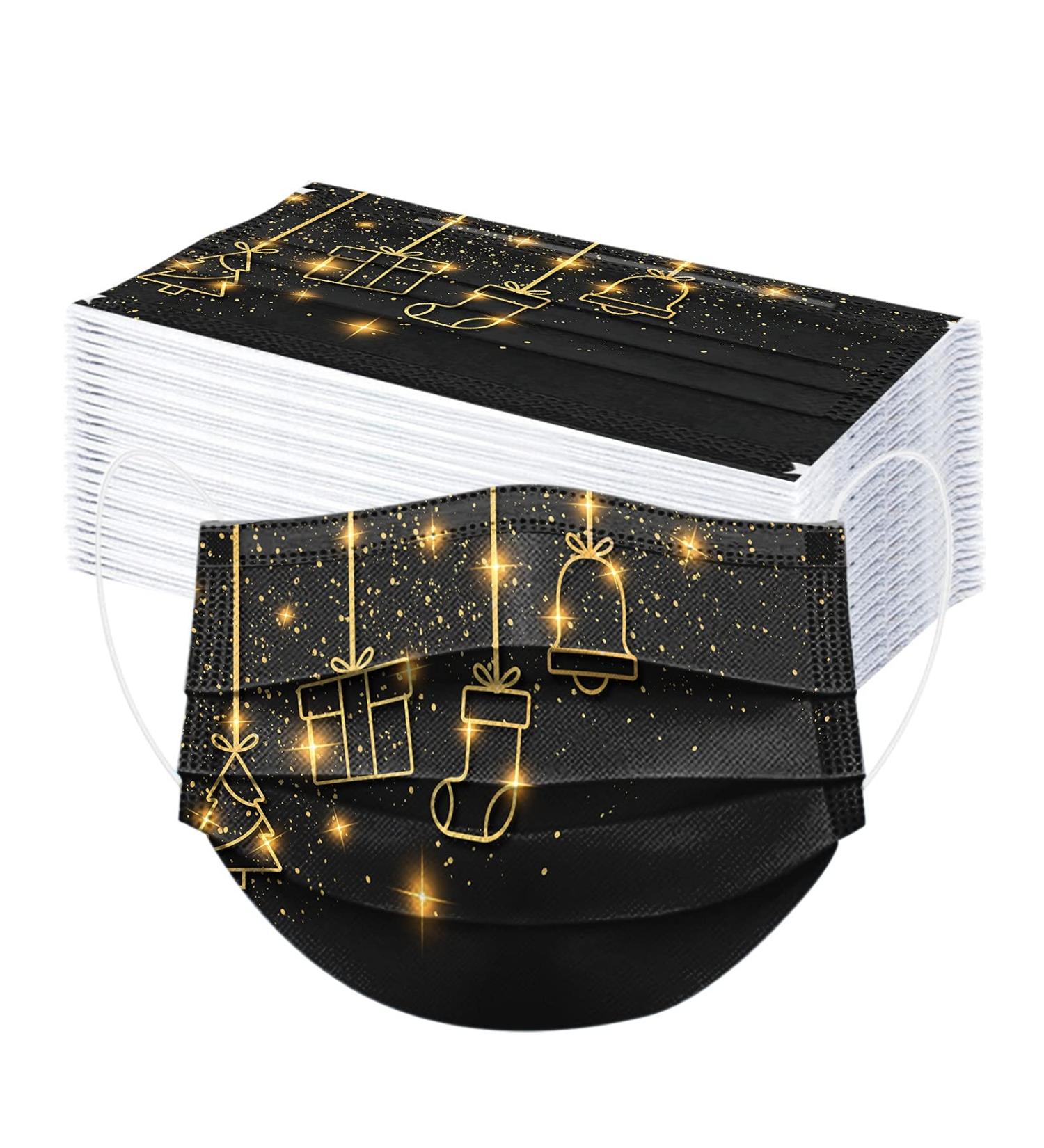 Amdole Christmas 50-Piece Adult 3-Layer Breathable Face Masks - festive Black Printed Neck Gaiters for Men - International Shipping - Buy Online on GoSupps.com