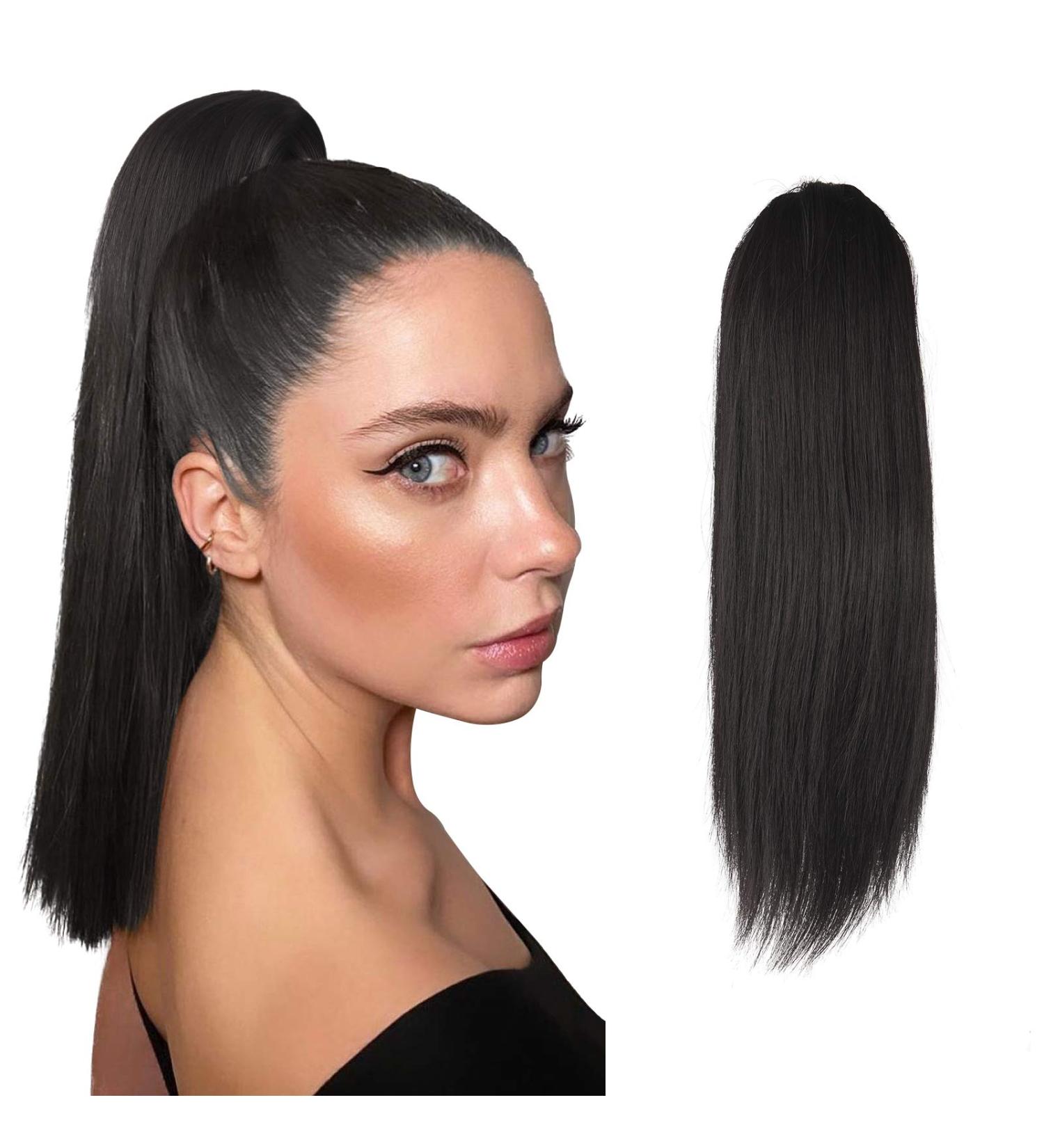 FESHFEN Straight Drawstring Ponytail Extension Natural Synthetic Long Pony Tails Hairpieces Clip in Ponytails Extensions for Women Girls Dark Brown 14 inch 14 Inch (Pack of 1) Dark Brown 4#-Drawstring - Buy Online on GoSupps.com