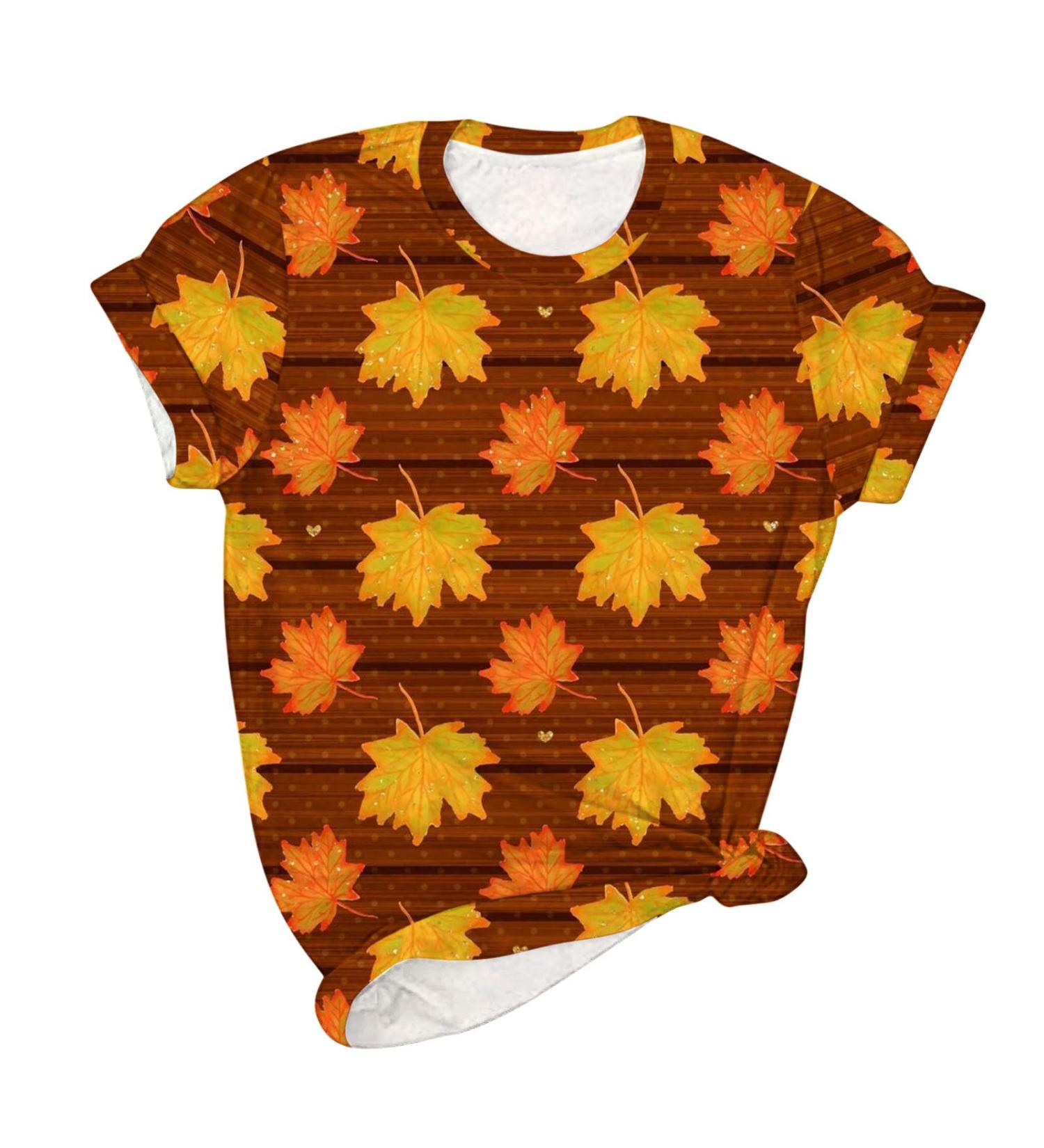 Yihaojia Fall Tops Women Plus Size Halloween/Thanksgiving Tee Shirts Cute Grapchic Short Sleeve Holiday Top Brown#35 Large - Buy Online on GoSupps.com