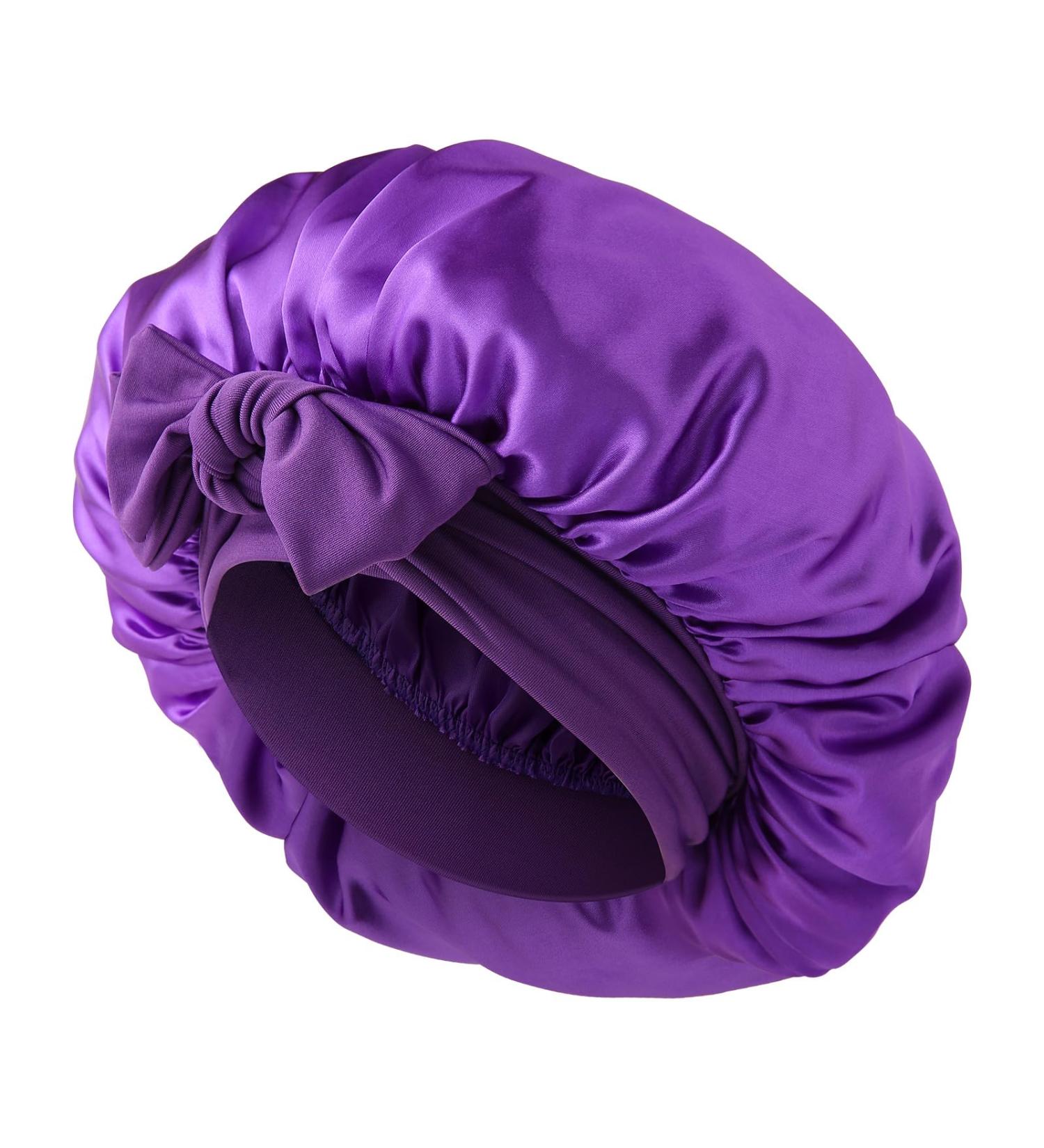 Abeillo Silk Sleep Bonnet for Women - Adjustable Satin Night Cap for Sleeping - Purple - Buy Online on GoSupps.com