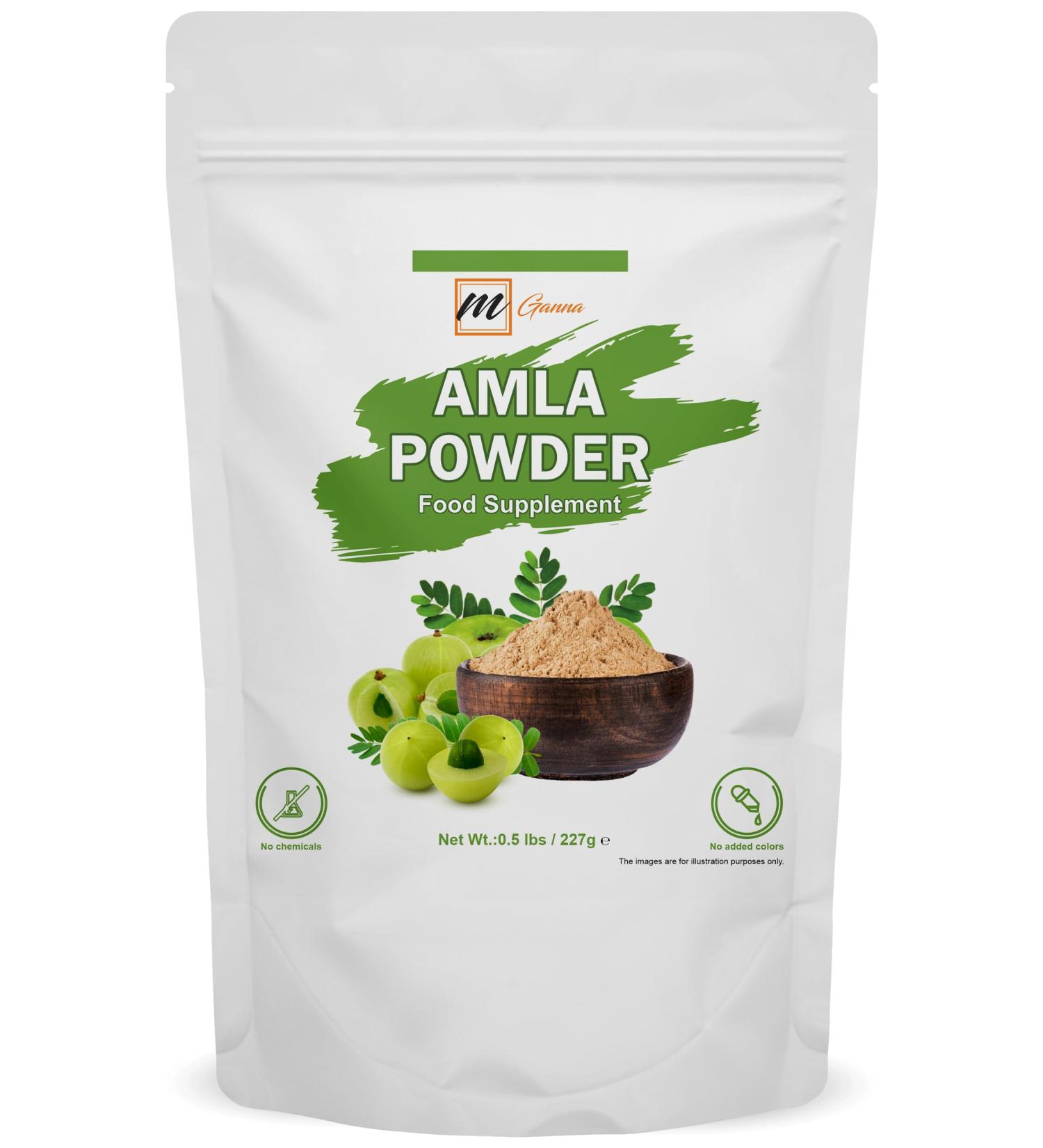 mGanna 100% Natural and Pure Deseeded Amla Powder 0.50 lbs/ 227 g Indian Gooseberry Emblica Officinalis for Health Skin and Hair Care - Buy Online on GoSupps.com