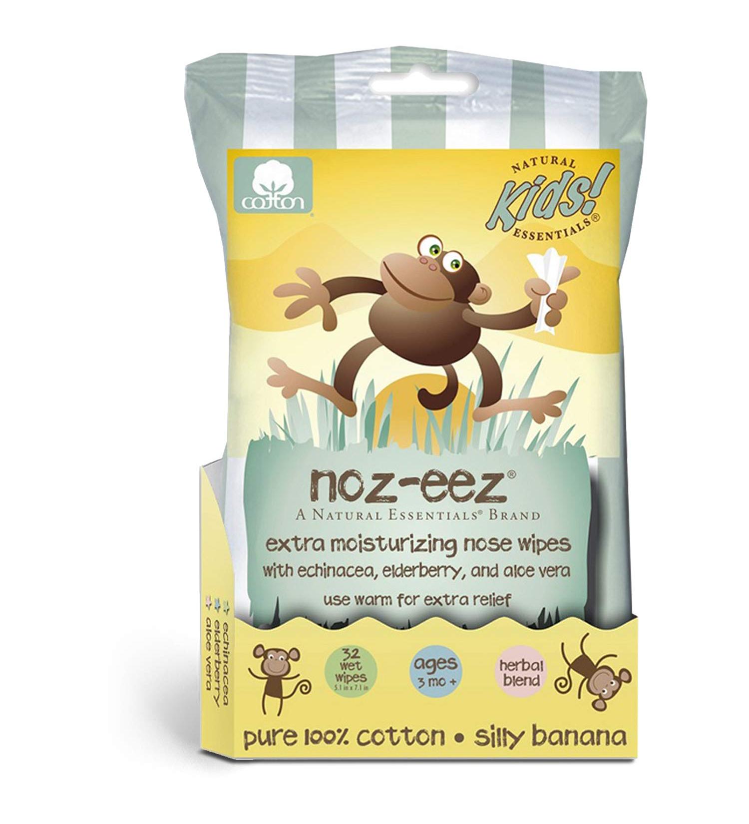 Natural Essentials Noz-eez Moisturizing Nose Wipes for Kids - Elderberry & Aloe Banana Fragrance 32-Count - Buy Online on GoSupps.com