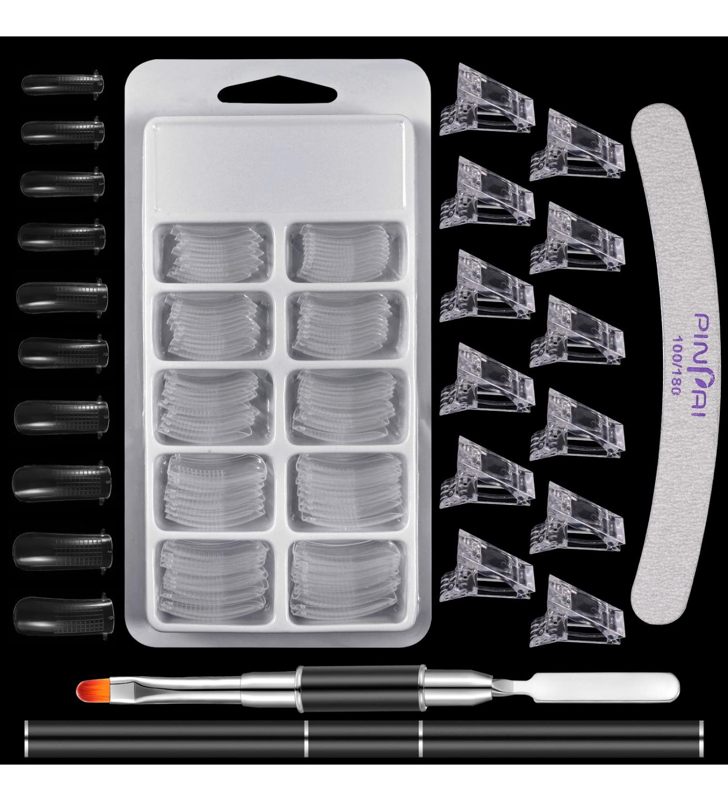 Metagio 100 Piece Dual Nail Forms Set - Gel & Acrylic Nail Extension Kit with Clips Dual-Ended Brush & Nail File - Perfect for International Shipping - Buy Online on GoSupps.com