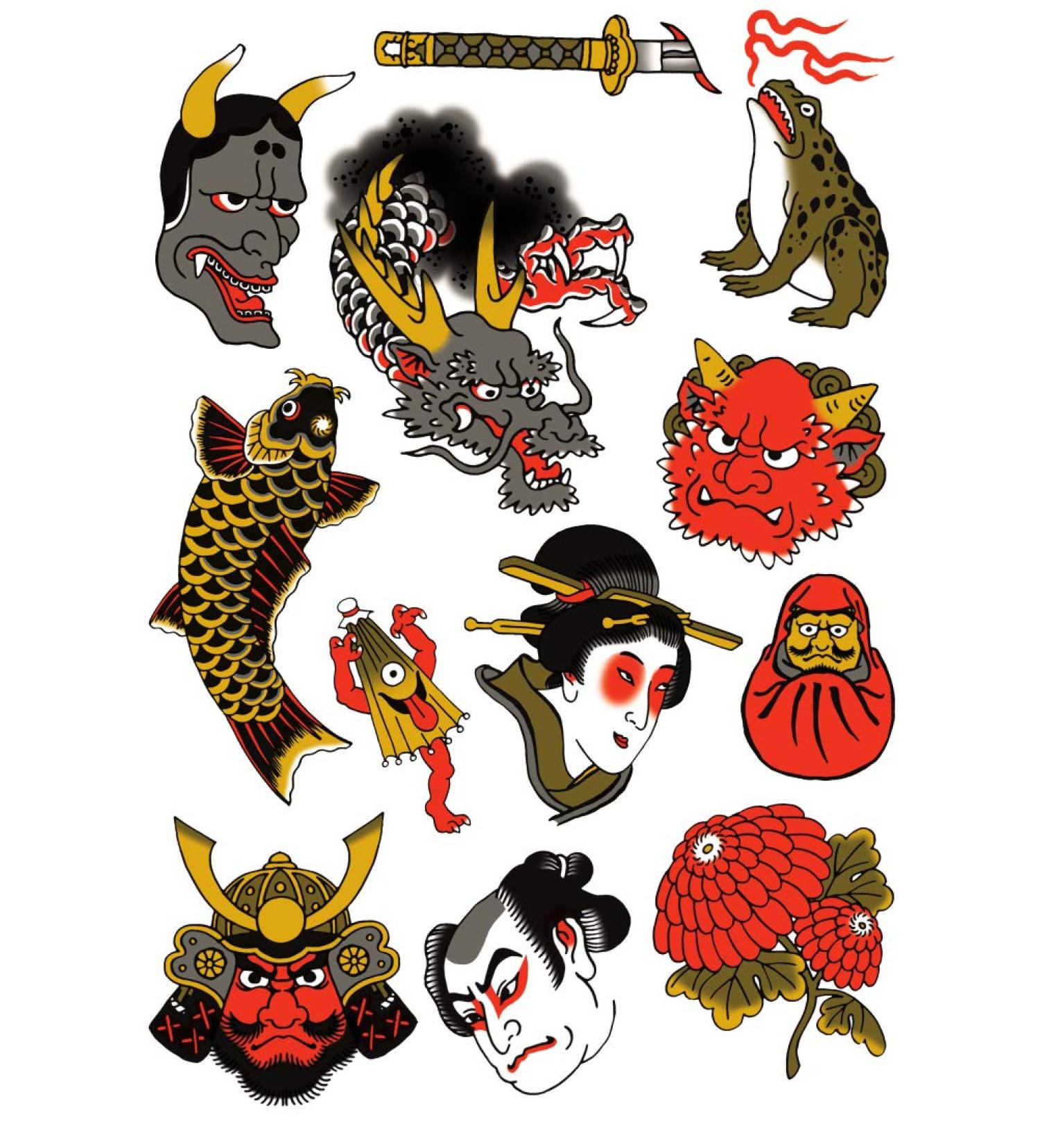 Tatsy Japanese Set Waterproof Temporary Tattoos - Asian Culture Designs for Men and Women - Buy Online on GoSupps.com