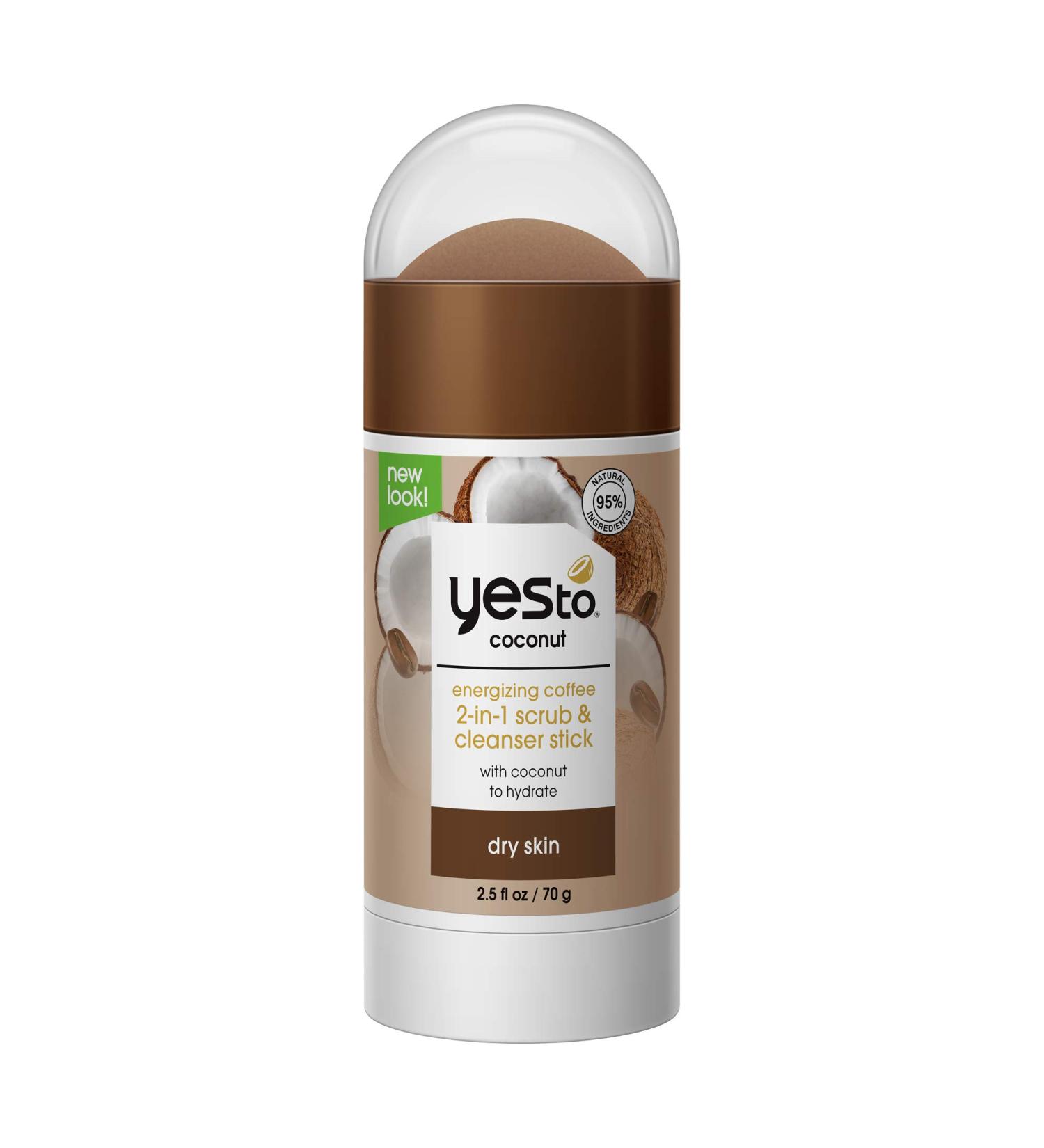 Yes To Coconut Coffee 2-In-1 Scrub Cleanser Stick | Exfoliating & Cleansing Formula | Natural Vegan & Cruelty-Free | 2.5 Fl Oz - Buy Online on GoSupps.com