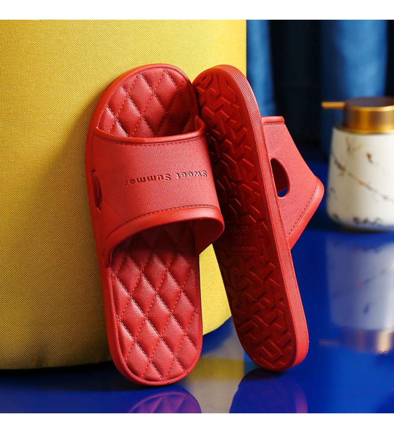Mllm flip-flop beach indoor couple non-slip cool slippers wear-resistant slippers-red_35-36 couple household slipper bathroom sandals