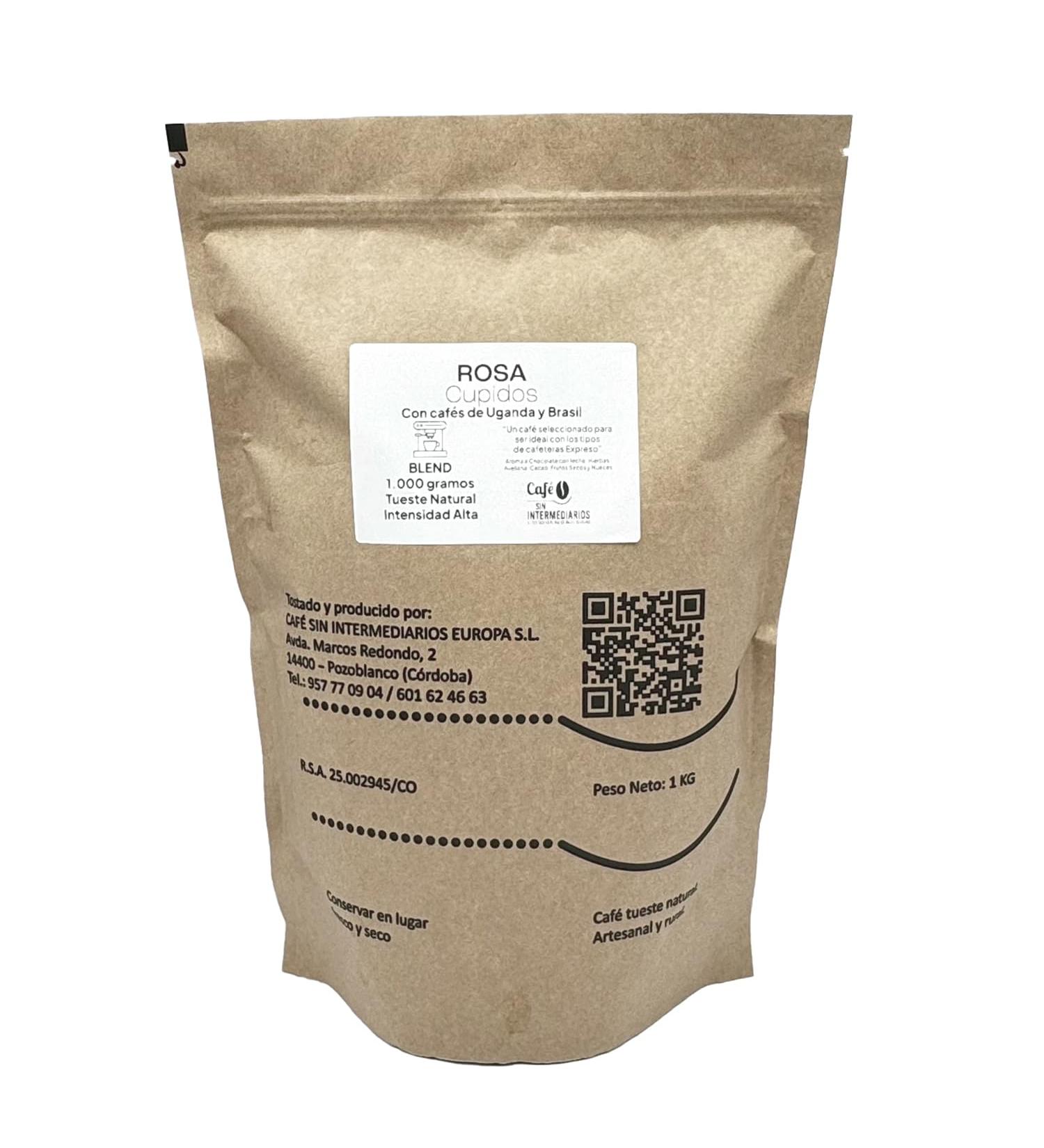 CAFE SIN INTERMEDIARIOS - Blend coffee from India and Brazil - Rosa for Espresso Machine 1Kg - Roasted weekly - Ground on dispatch - Strong flavor intensity - Ideal for black coffee - Buy Online on GoSupps.com