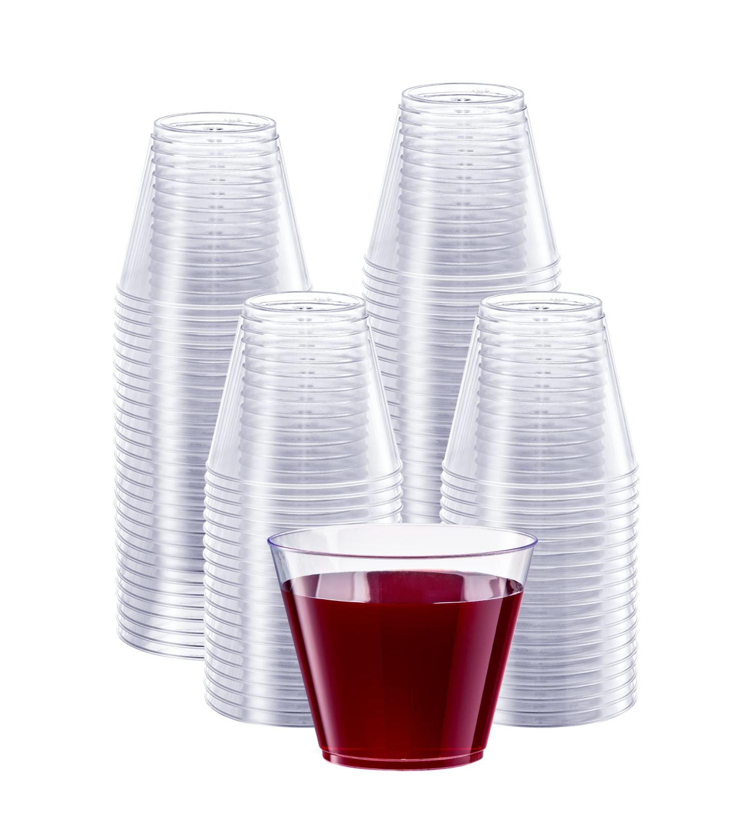 200 Count 9 oz. Squat Clear Hard Plastic Cups - Small Disposable Party Cocktail Glasses - Buy Online on GoSupps.com