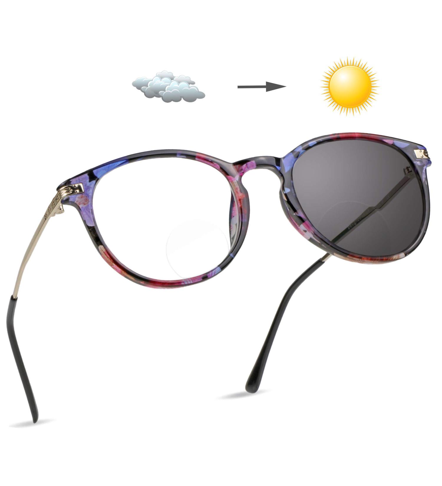 Buy LifeArt Bifocal Reading Glasses - Transition Photochromic Sunglasses Oval Frame Anti Glare +0.00/+2.00 Magnification Floral Design International Shipping - Buy Online on GoSupps.com