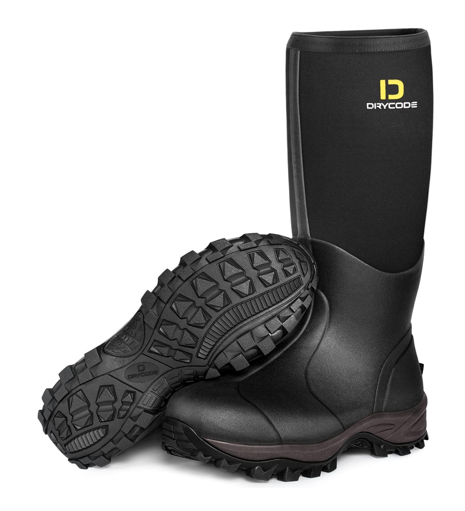 Drycode Rubber Boots | Waterproof 6mm Neoprene | Durable Outdoor Rain Boots | Graphite Black | Size 5-14 - Buy Online on GoSupps.com