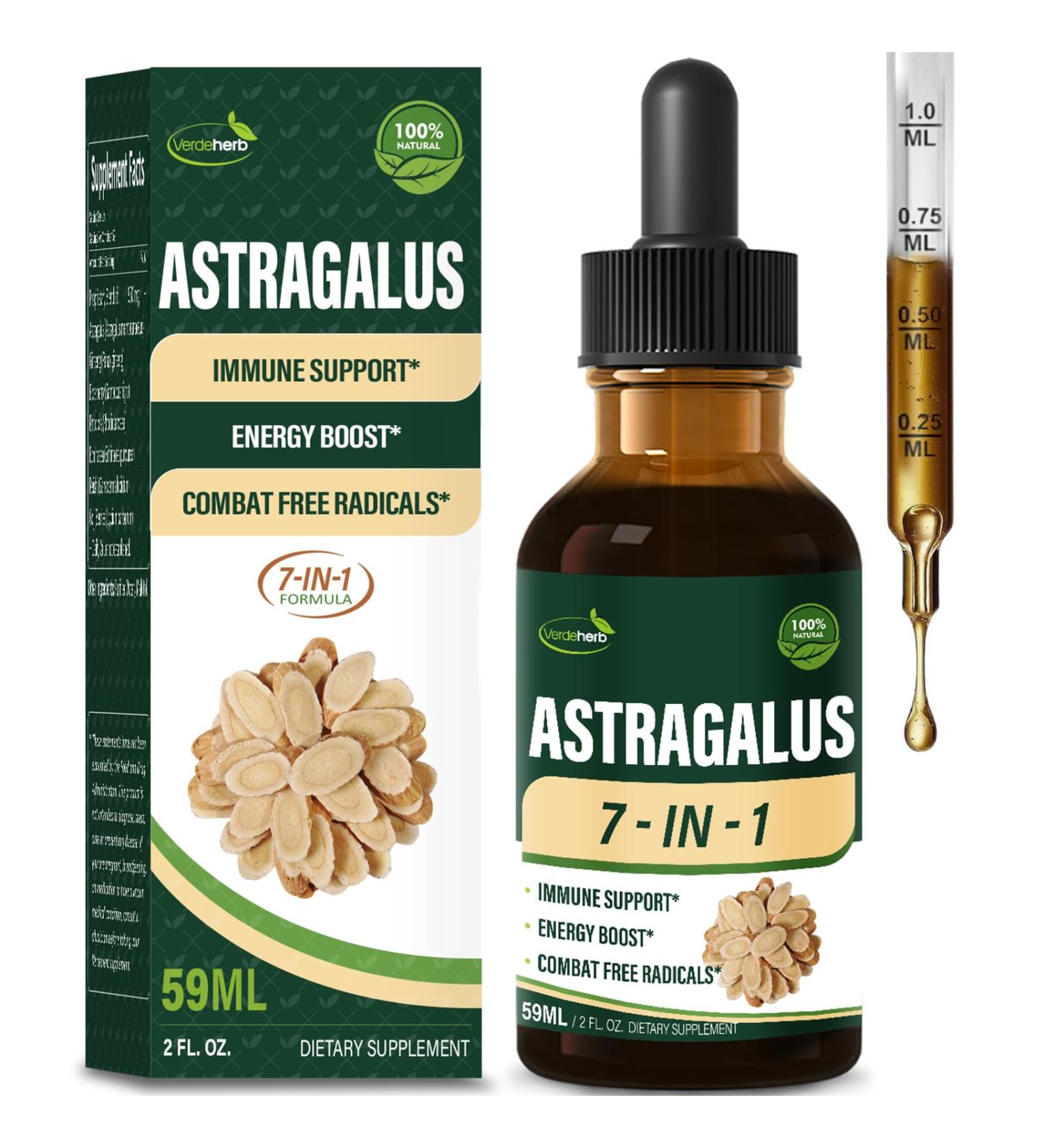 Verdeherb Astragalus Root Extract Herbal Drops for Immune System Support Immunity Health & Energy Boost Tincture Supplements with Rhodiola Rosea Echinacea Elderberry Reishi Ginseng. Huang Qi. 2oz - Buy Online on GoSupps.com