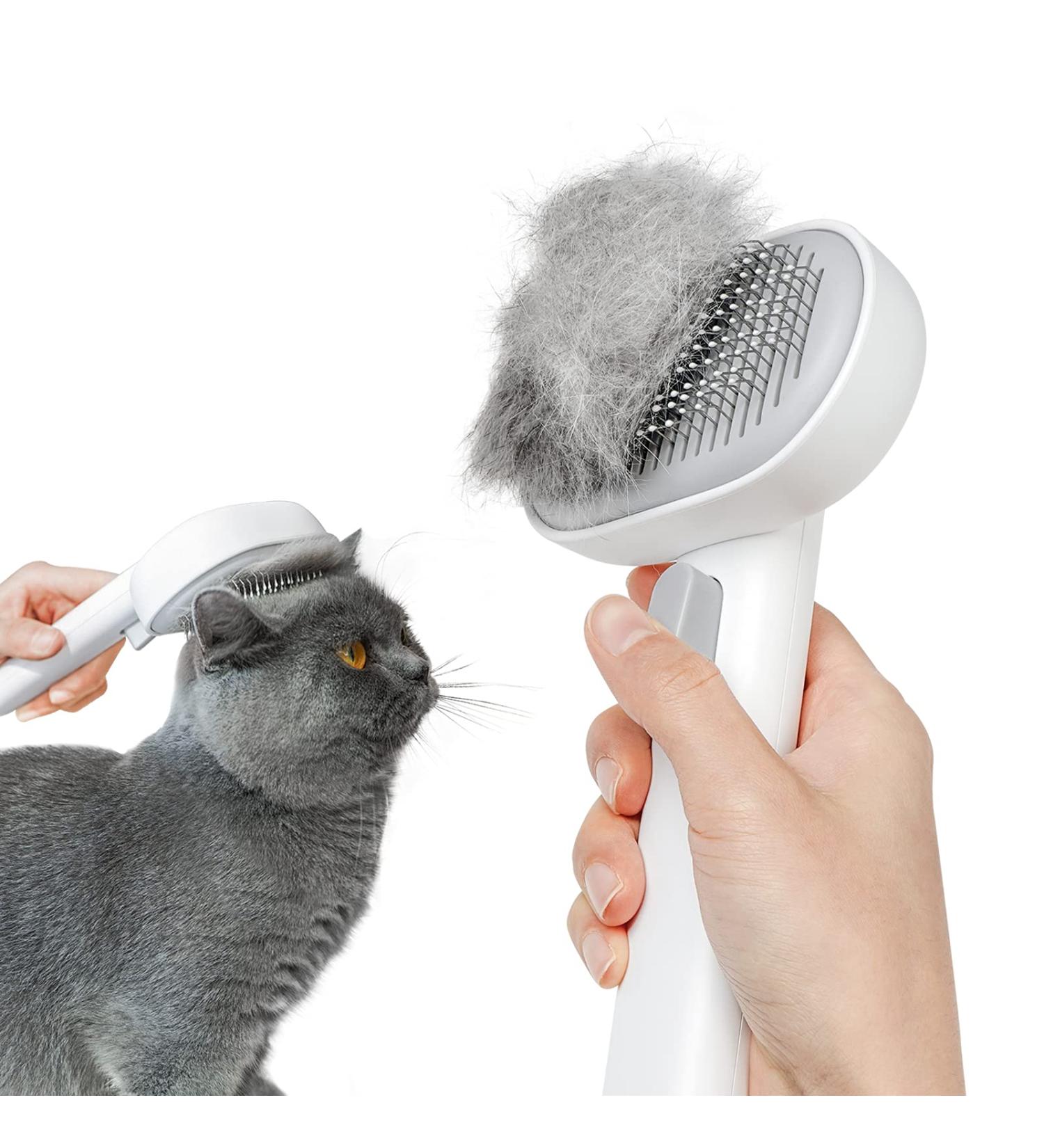Aumuca Cat Grooming Brush for Shedding - Long/Short Haired Indoor Cats - Removes Mats, Tangles, Loose Fur - White - Buy Online on GoSupps.com