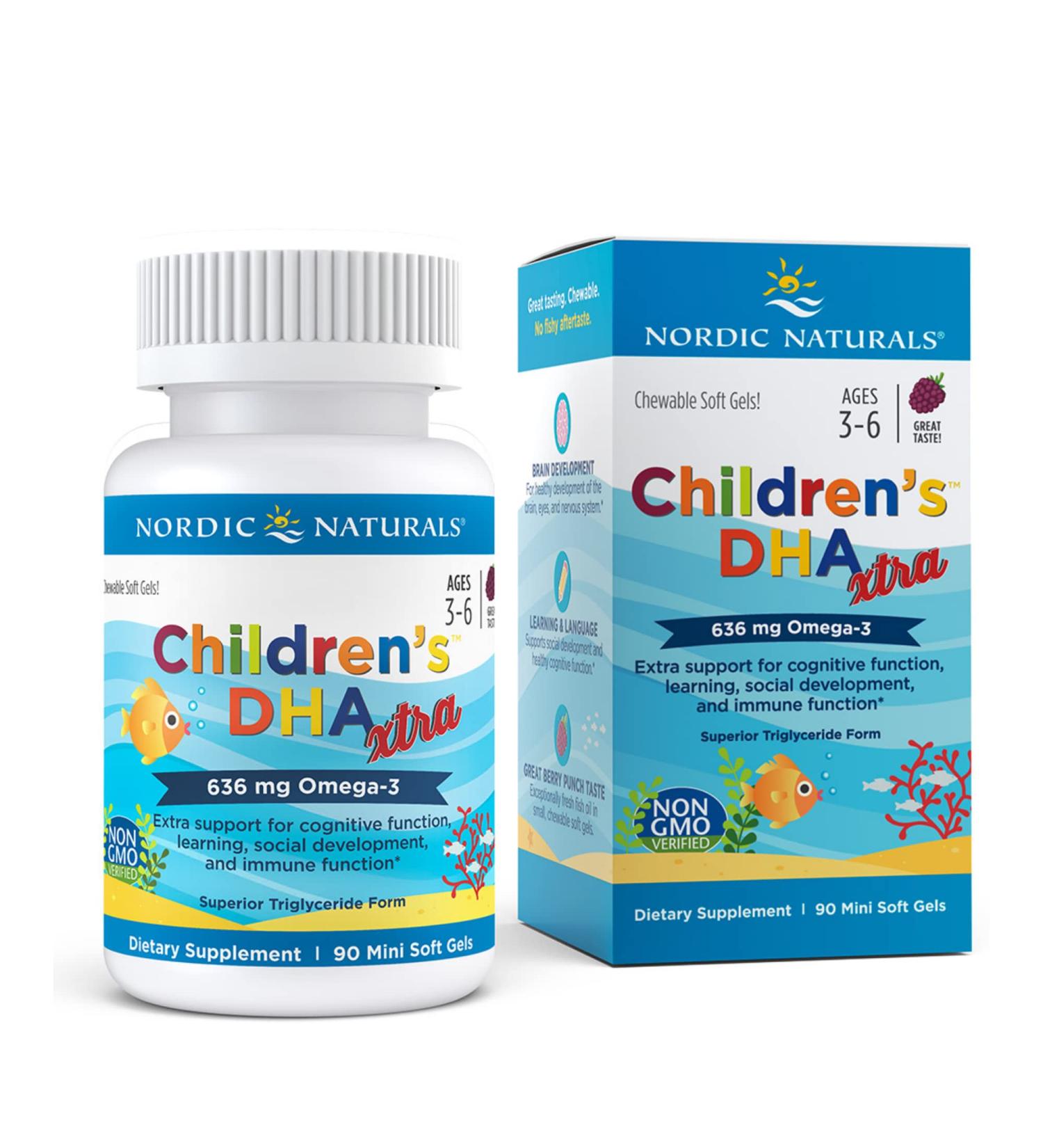 Nordic Naturals Children's DHA Xtra Berry 90 Mini Soft Gels | Omega-3 for Ages 3-6 - Buy Online on GoSupps.com