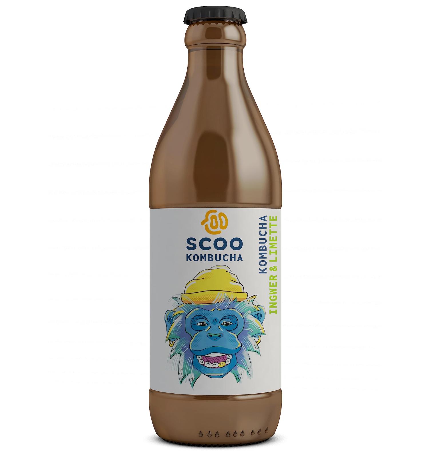 Scoo Kombucha Ginger & Lime - 12 bottles 330 ml Organic Kombucha Tea