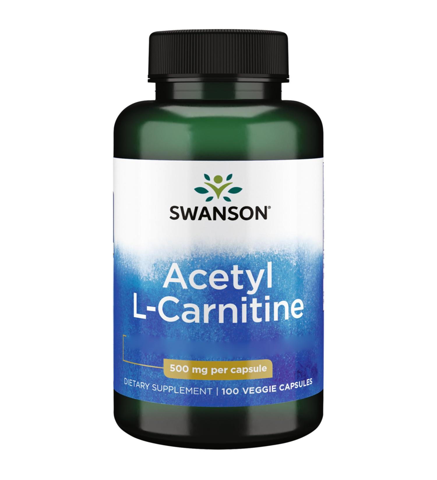 Swanson Acetyl-L-Carnitine 500mg - 100 Vegan Capsules - High Dosage Non-GMO Gluten-Free & Soy-Free for Optimal Health - Buy Online on GoSupps.com