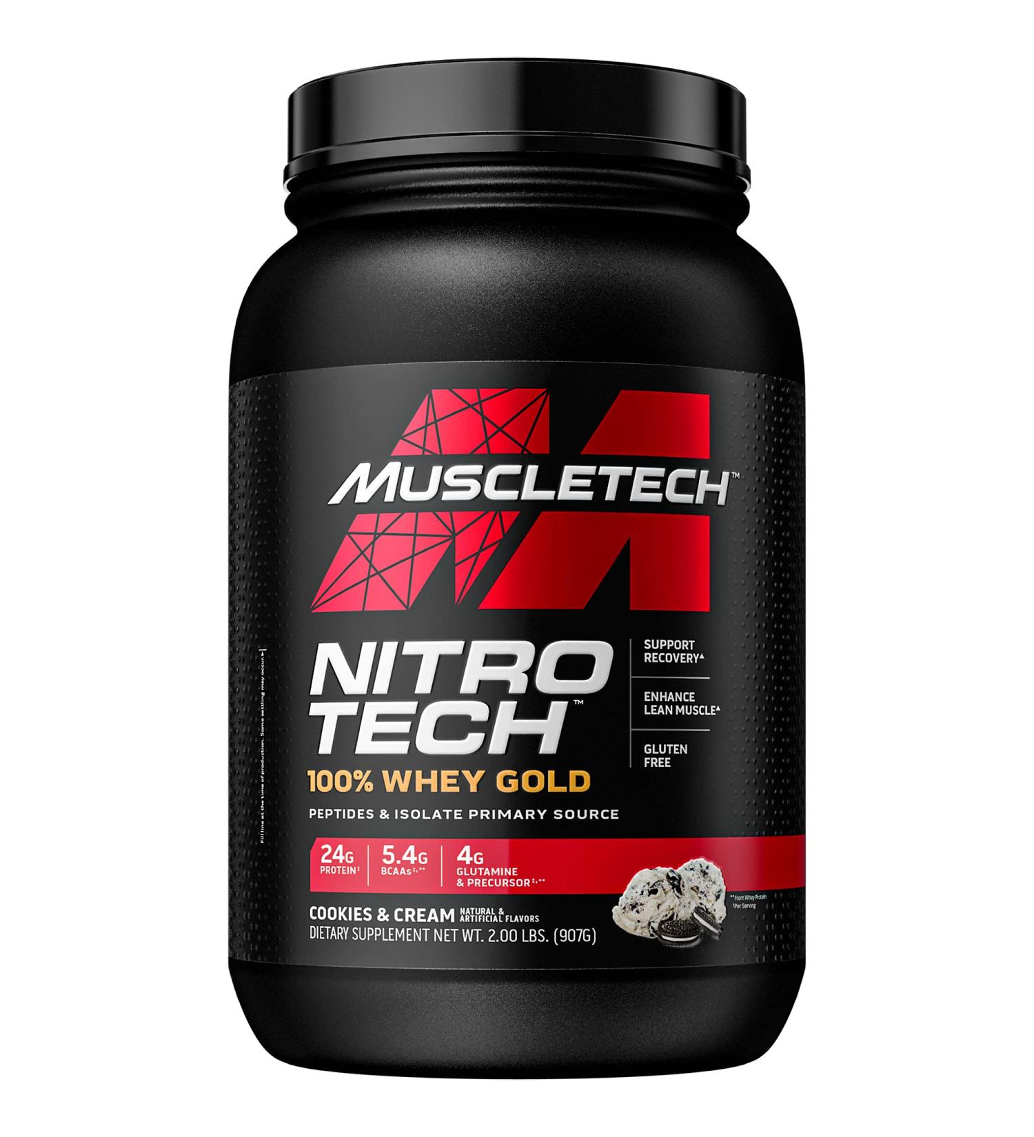 Muscletech Nitro Tech 100% Whey Gold - Cookies & Cream 2 lbs (907 g) | High-Quality Protein Supplement - Buy Online on GoSupps.com