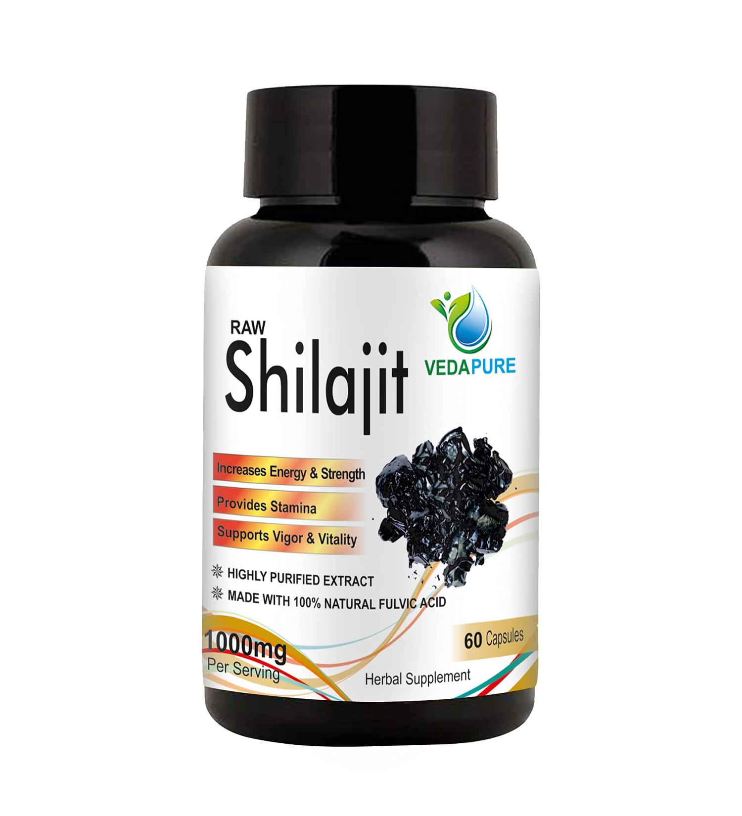 Vedapure Naturals Raw Shilajit/Shilajeet for Men & Women - 1000mg 60 Capsules (Pack of 1)