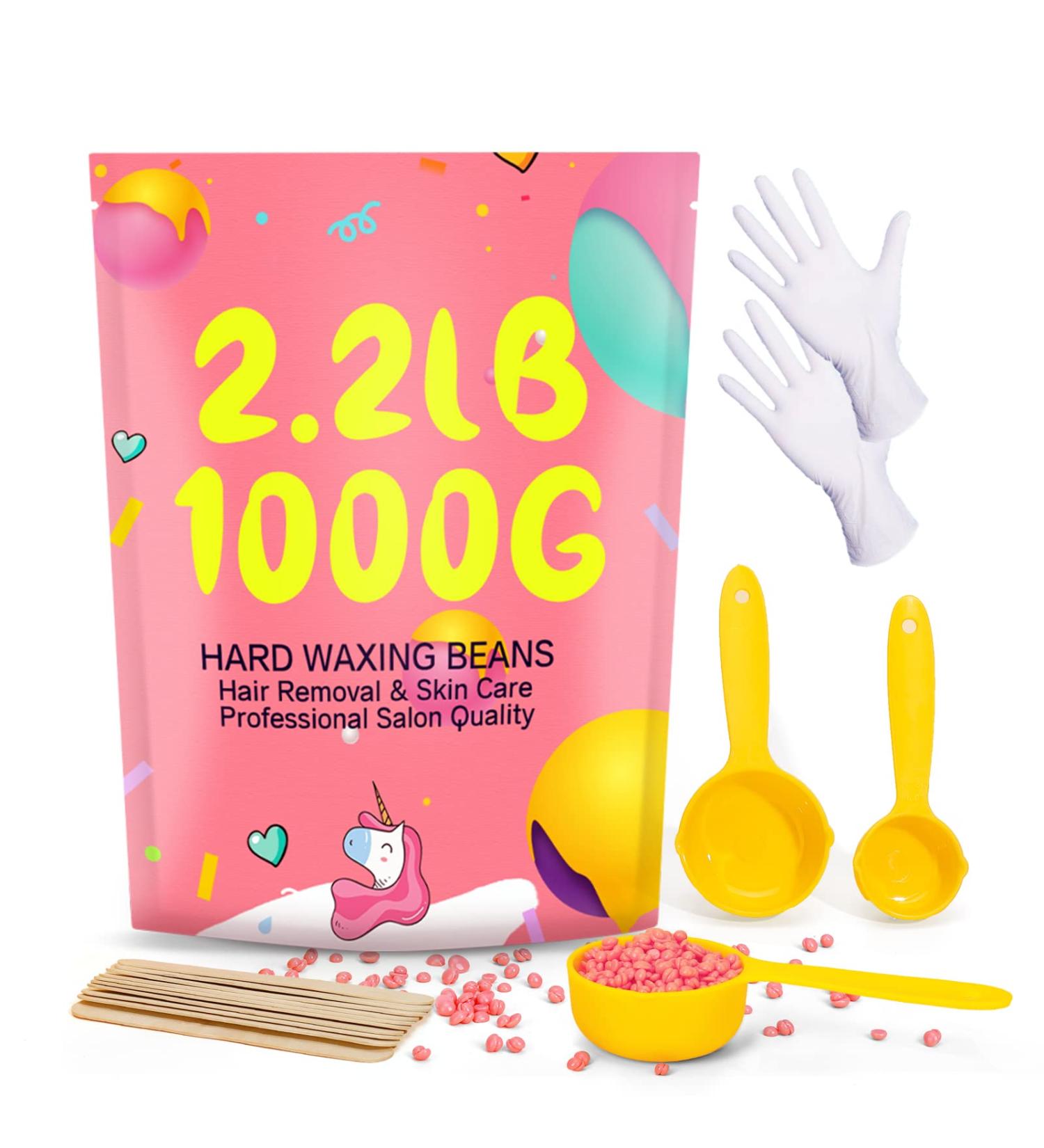 FAVIRZCE Hard Wax Beads 2.2LB - Brazilian Coarse Hair Removal Formula - With Measuring Spoons - Pink Wax Beans for Women and Men - Buy Online on GoSupps.com