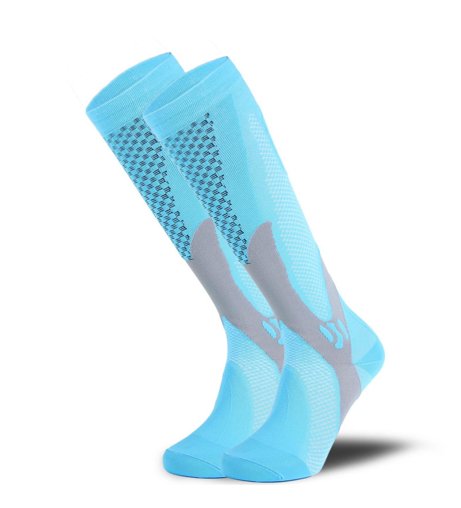 Docen Unisex-Sport compression stockings blue/3 pairs unit size_ upper leg compression stockings 20-115 mmHg unit size blue/3 pairs
