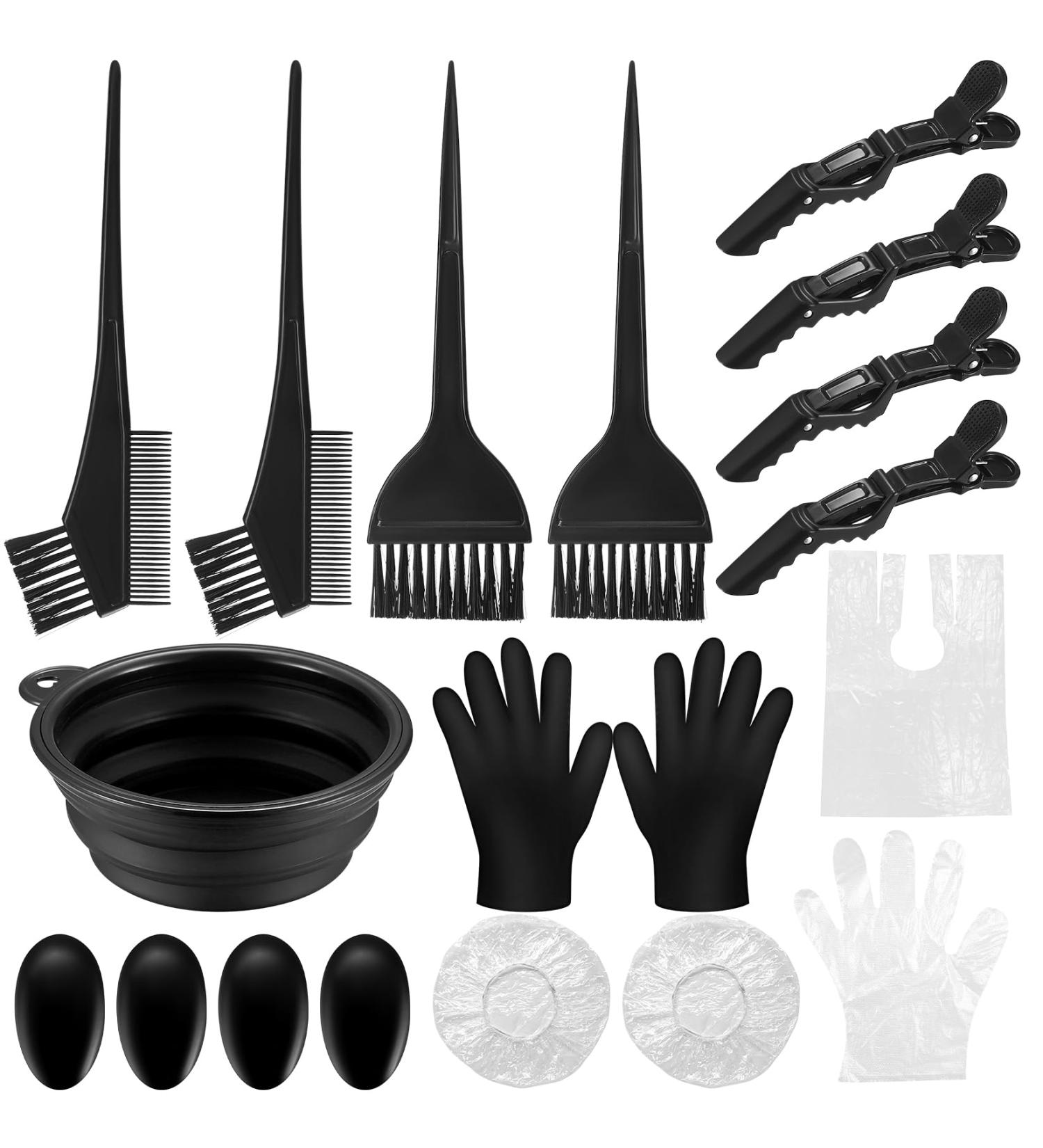 18-Piece Hair Dye Brush Set - Complete Hair Color Accessories Kit | Salon & DIY Tools Gloves Comb Bowl & More - Buy Online on GoSupps.com