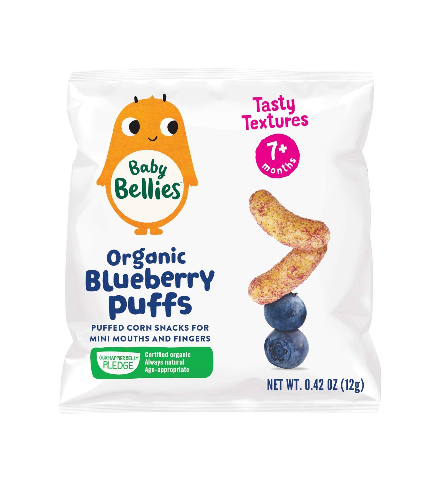 Baby Bellies Organic Blueberry Puffs - 6 Pack Individual Snack Packs - Buy Online on GoSupps.com