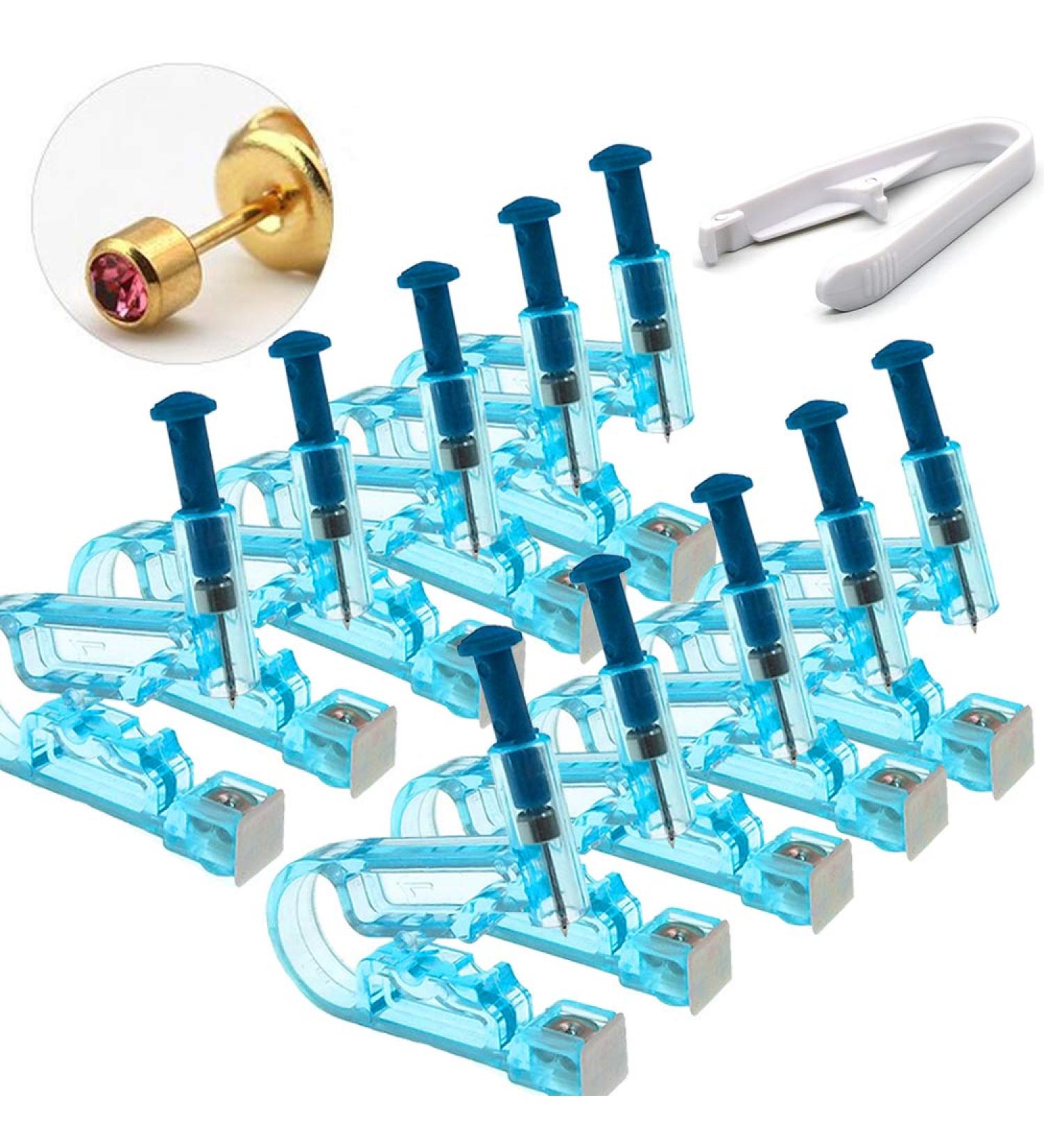 10pcs Disposable Safety Sterile Ear Piercing Gun Unit Tool With Ear Stud Asepsis Pierce Kit (Gold Pink) - Buy Online on GoSupps.com