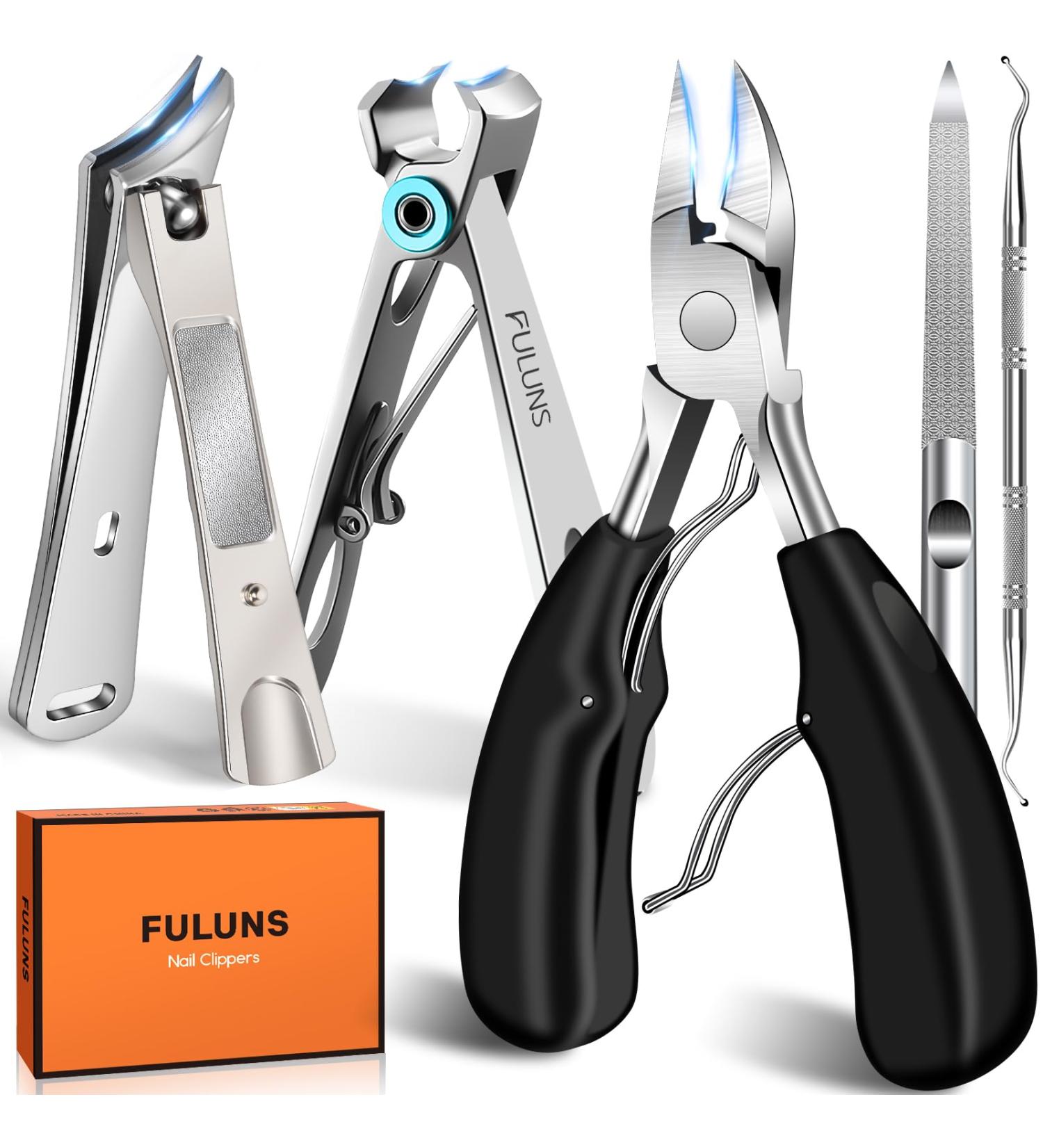 Heavy Duty Toenail Clippers for Thick Toenails - Slanted Curved Ingrown Nail Clippers Set for Seniors & Adults | Large Opening Silver Design - Buy Online on GoSupps.com
