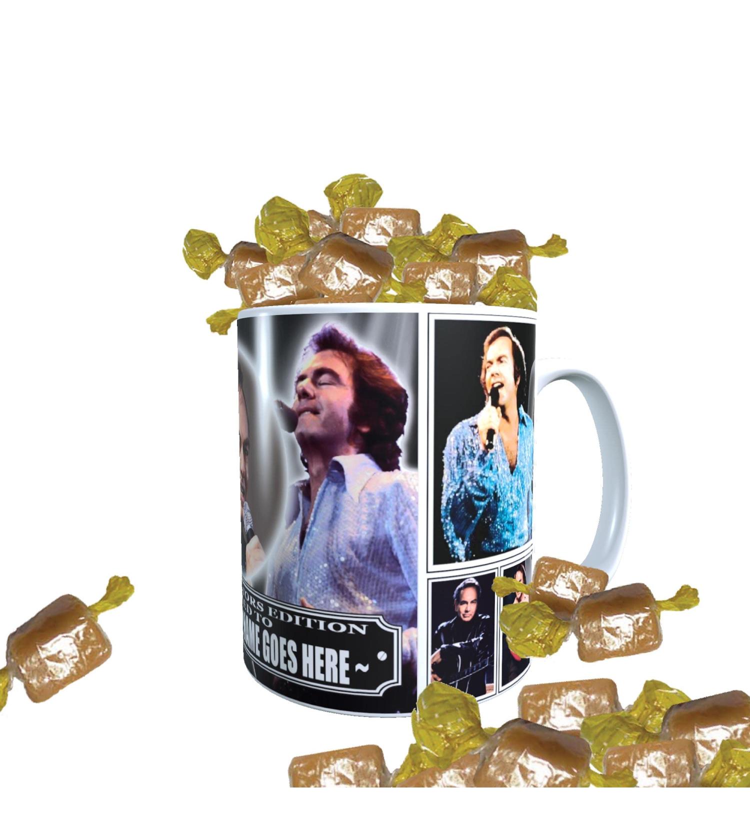 Diamond The-Jazz-Singer Celebrity Icon Personalised Mug with Choice of Sweets Gift Neil - Buy Online on GoSupps.com