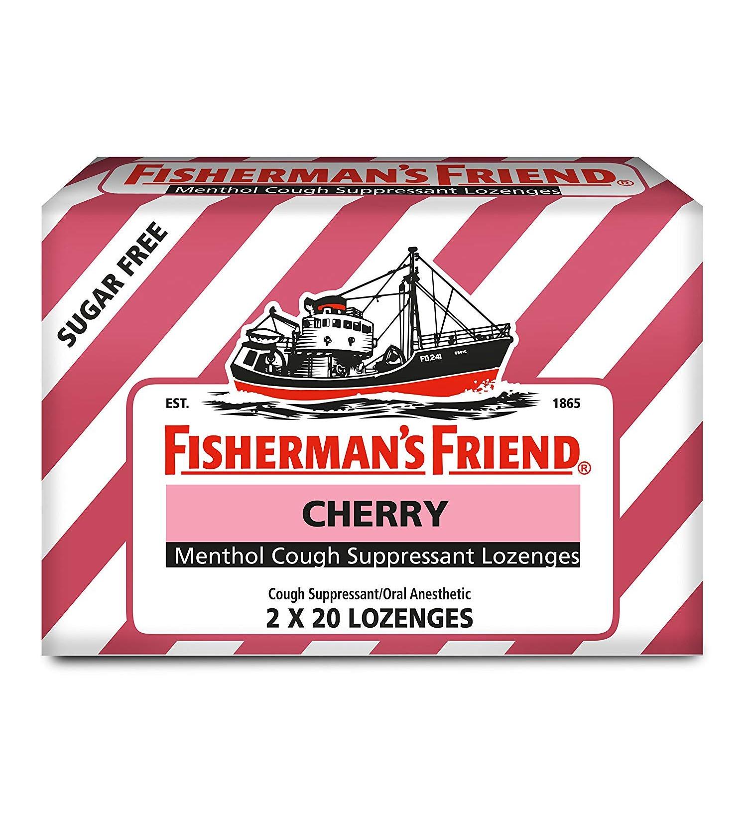 Fisherman's Friend Menthol Cough Suppressant Lozenges Sugar Free Cherry - 40 ct Pack of 3