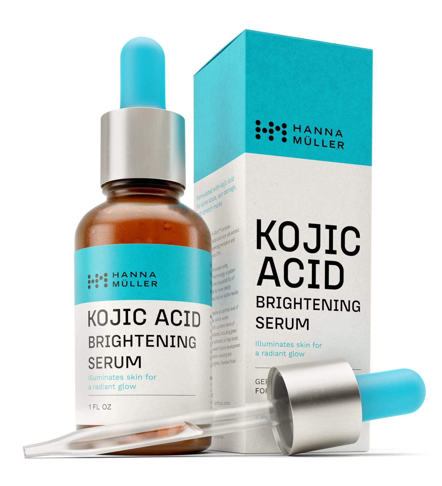 Kojic Acid Serum for Face - 2% Pure Kojic Acid with Ferulic Acid, Aloe Vera, Vitamin E - Skin Brightening Formula for Dark Spots, Discoloration, Hyperpigmentation - Buy Online on GoSupps.com