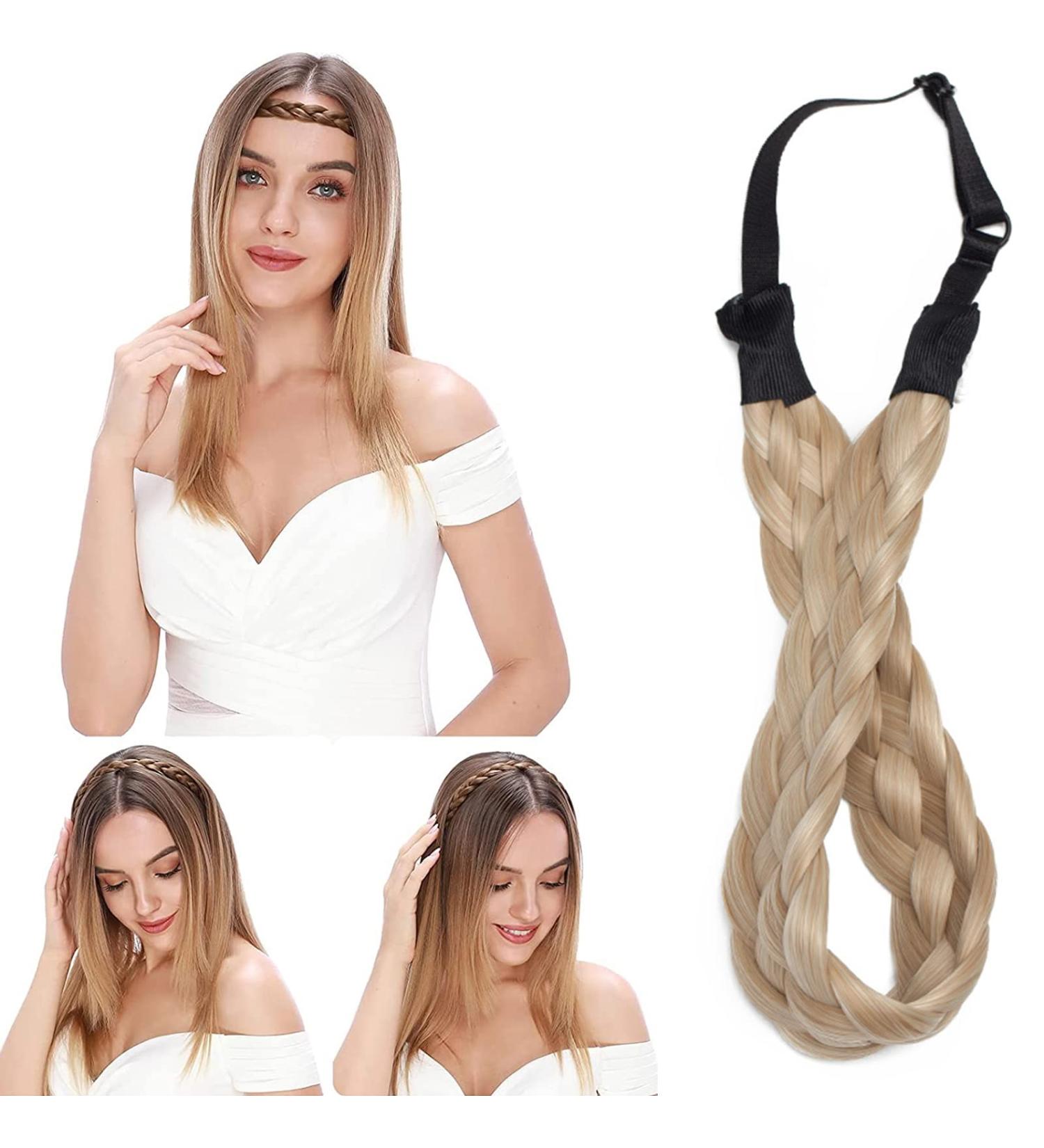 Silk-Co Women s 5 Strand Blonde Hair Band | Elastic Braided Headband for Weddings | Vintage Style Hair Tie & Extensions (3.8cm Wide) - Buy Online on GoSupps.com
