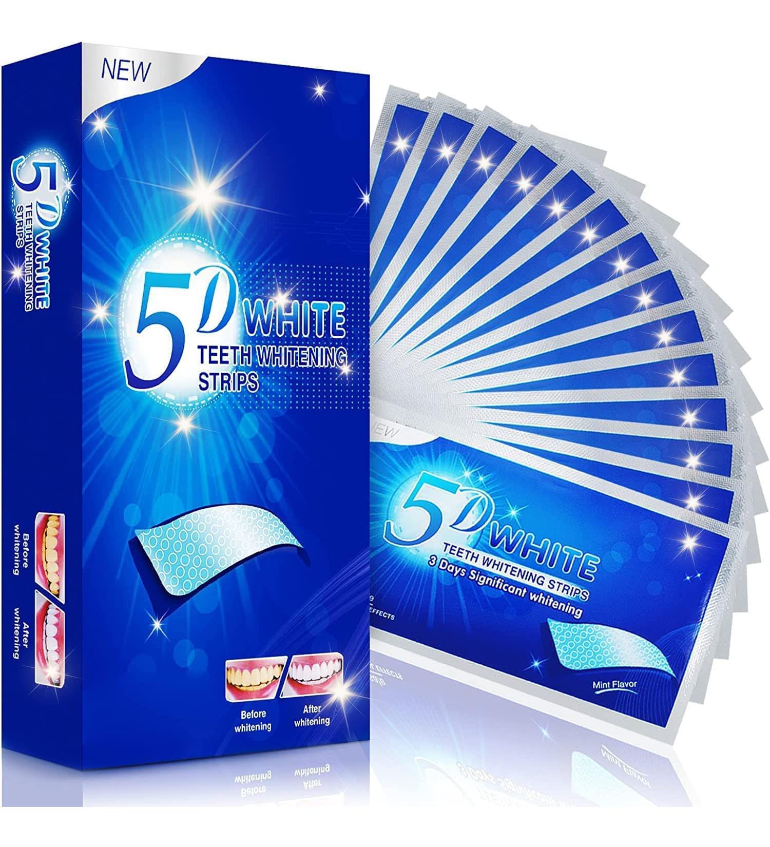 Vueix Teeth Whitening Strips 5D - 14 Sets for Smoking/Coffee Stain Removal | Home Tooth Whitening Kit - 28pcs White Strips - Buy Online on GoSupps.com