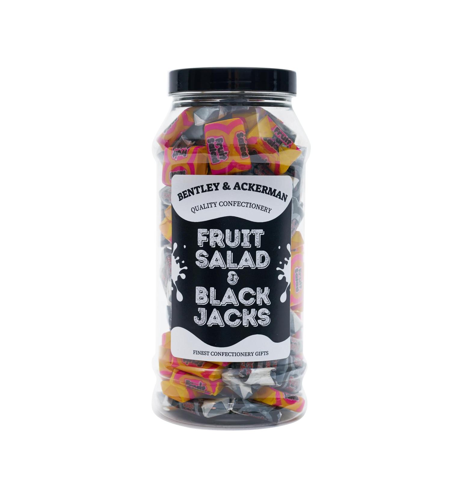 Fruit Salad & Black Jacks (535g) original Classic British Sweets Combo in a Gift Jar By Bentley & Ackerman's Sweet Shop. - Buy Online on GoSupps.com