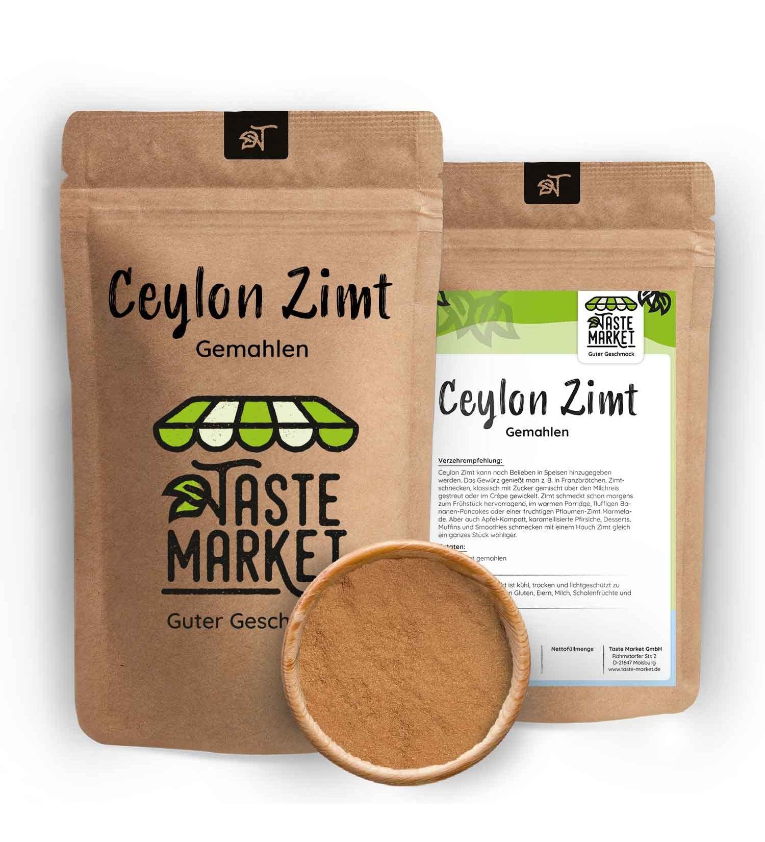  TASTE Guter Geschmack 500g Ground Ceylon Cinnamon | Cinnamon Powder | 100% Additive-Free | Low Coumarin | 100% Genuine Ceylon Cinnamon - Buy Online on GoSupps.com
