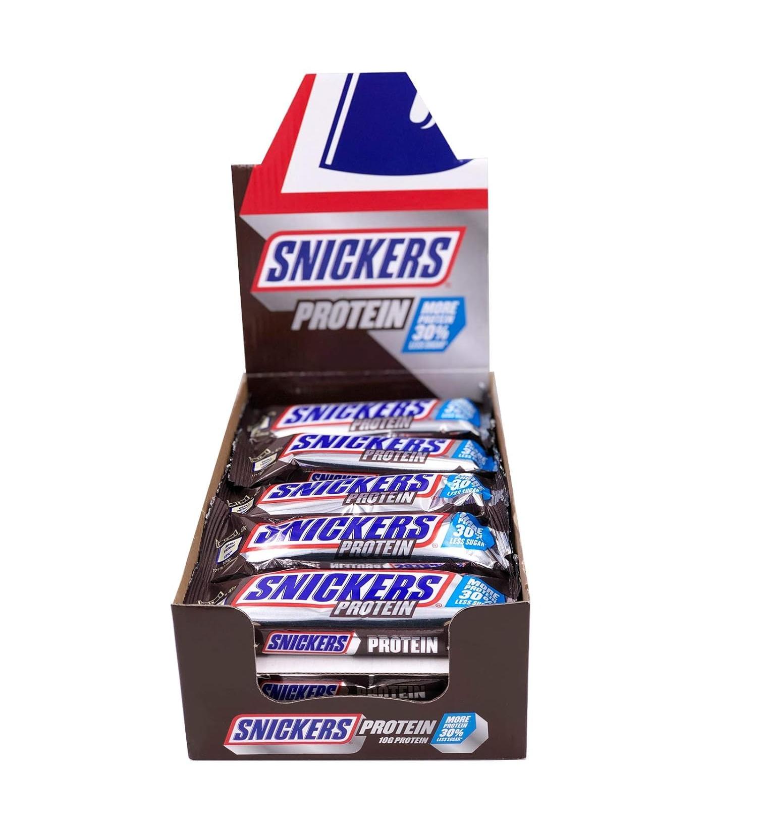Snickers Chocolate Protein Bar 18 x 47 gram More Prote ne Less Sugar High Prote ne Bar met een Caramel Layer en Peanuts Coated in Milk Chocolate - Buy Online on GoSupps.com