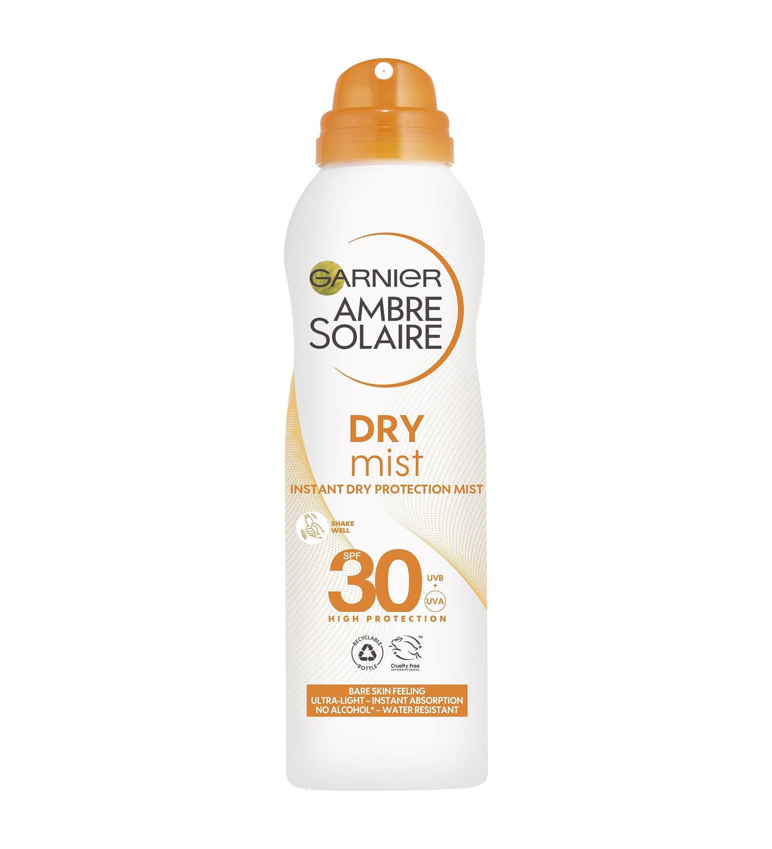 Garnier Ambre Solaire SPF 30 Dry Mist Sun Protection Spray 200ml - Water Resistant, Non-Greasy Formula for All Skin Types | Pack of 1 - Buy Online on GoSupps.com