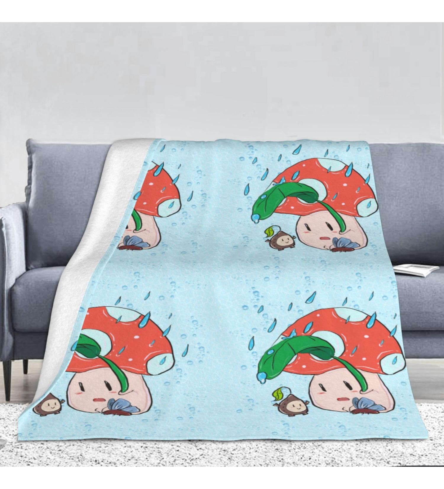 YYHHAOFA Sunflower Seeds and Mushroom Picture Flannel Blanket 66x90 in Normal : Skin-Friendly Warm and Comfortable Easy Care and Durable Black normal - Buy Online on GoSupps.com