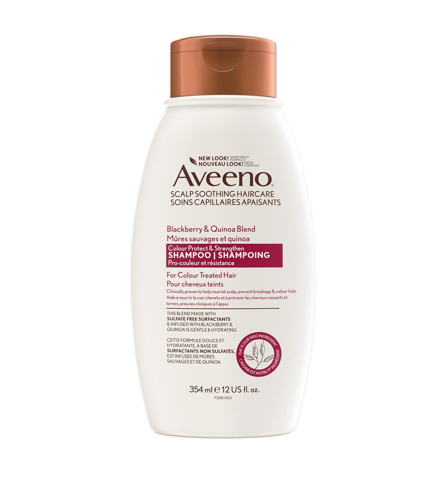Aveeno Blackberry & Quinoa Strengthening Shampoo for Colour-Treated Hair Moisturizing Colour-Protecting 354 milliliters - Buy Online on GoSupps.com