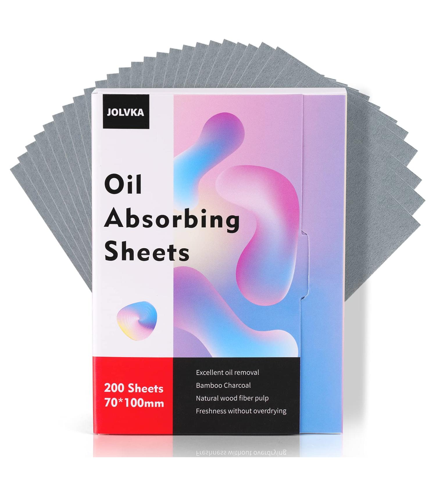 JOLVKA Bamboo Charcoal Oil Absorbing Sheets - 200 Sheets, Gentle Oil Control Blotting Paper for Clean Skin - 1 Pack - Buy Online on GoSupps.com