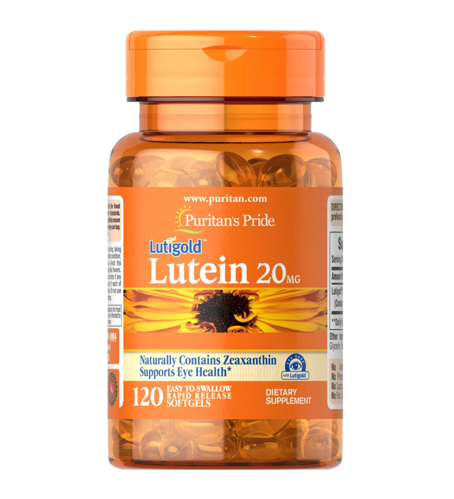 Puritan's Pride Lutein 20 mg with Zeaxanthin - 120 Softgels for Eye Health - Buy Online on GoSupps.com