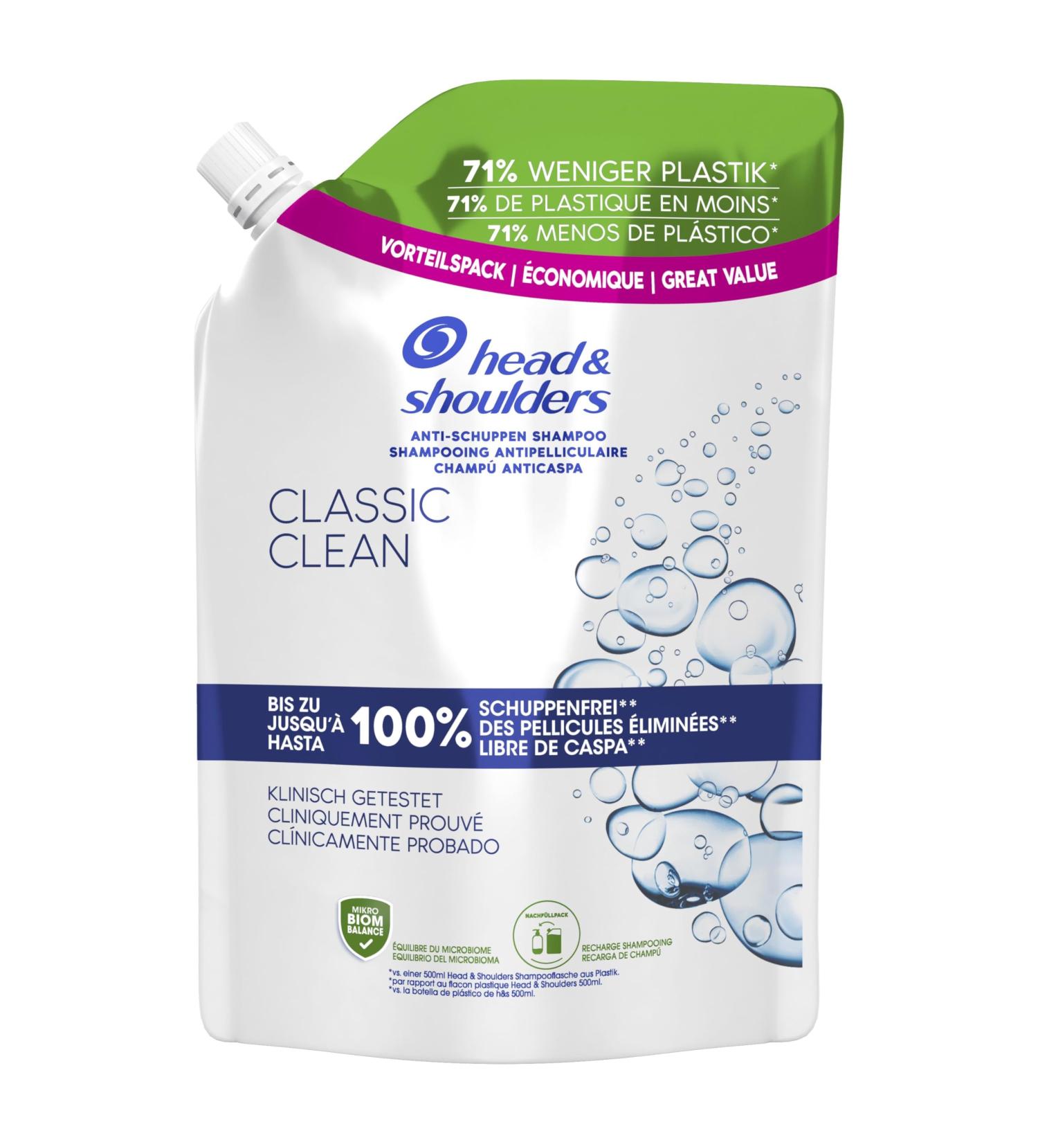 Head & Shoulders Classic Anti-Dandruff Shampoo Refill 6 x 550 ml Up to 100% Dandruff Removal Clinically Proven Dermatologically Tested - Buy Online on GoSupps.com