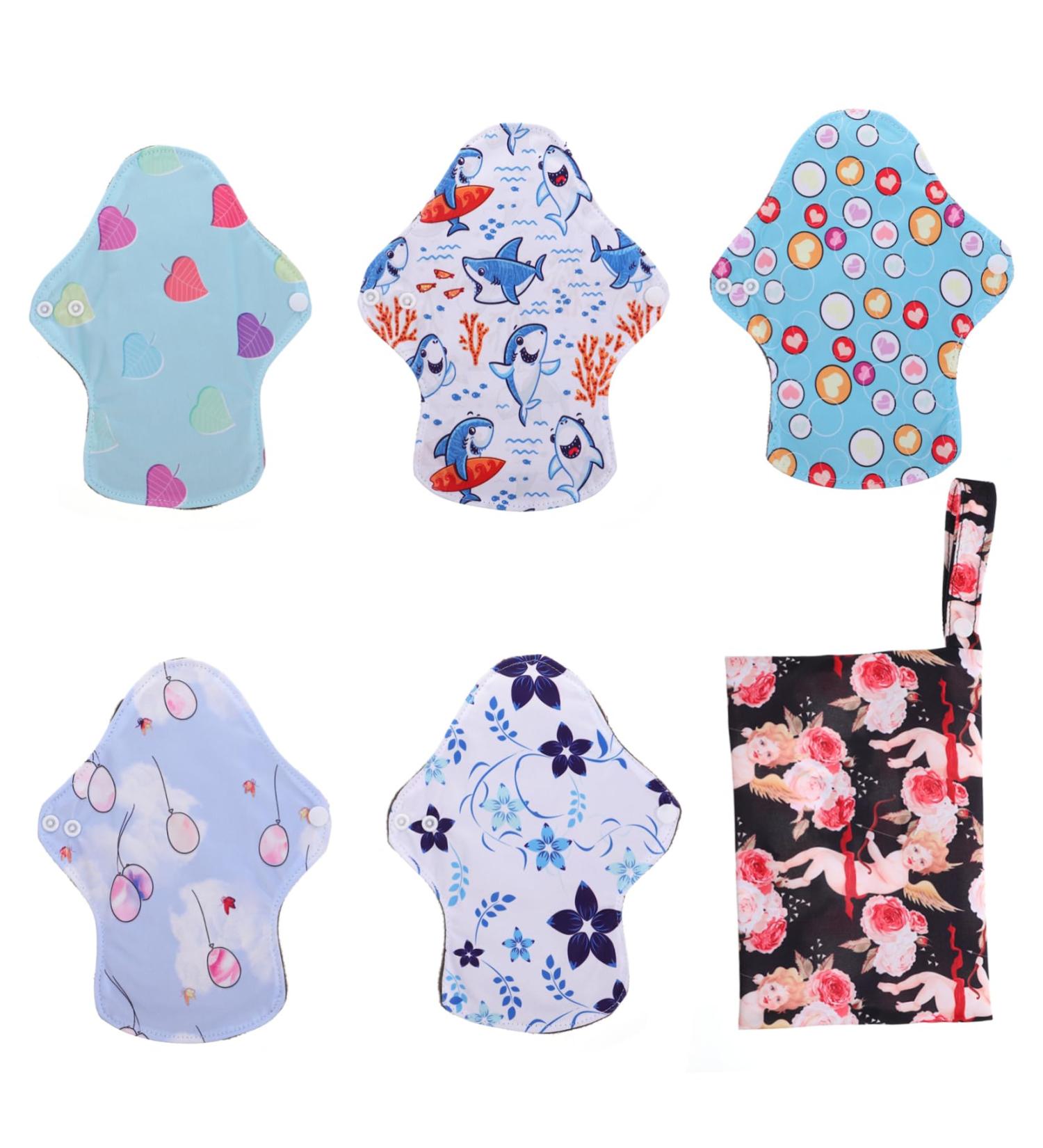Hemoton 6Pcs Washable Bamboo Charcoal Cloth Menstrual Pads - Reusable Period Pads for Nursing Mothers - Buy Online on GoSupps.com