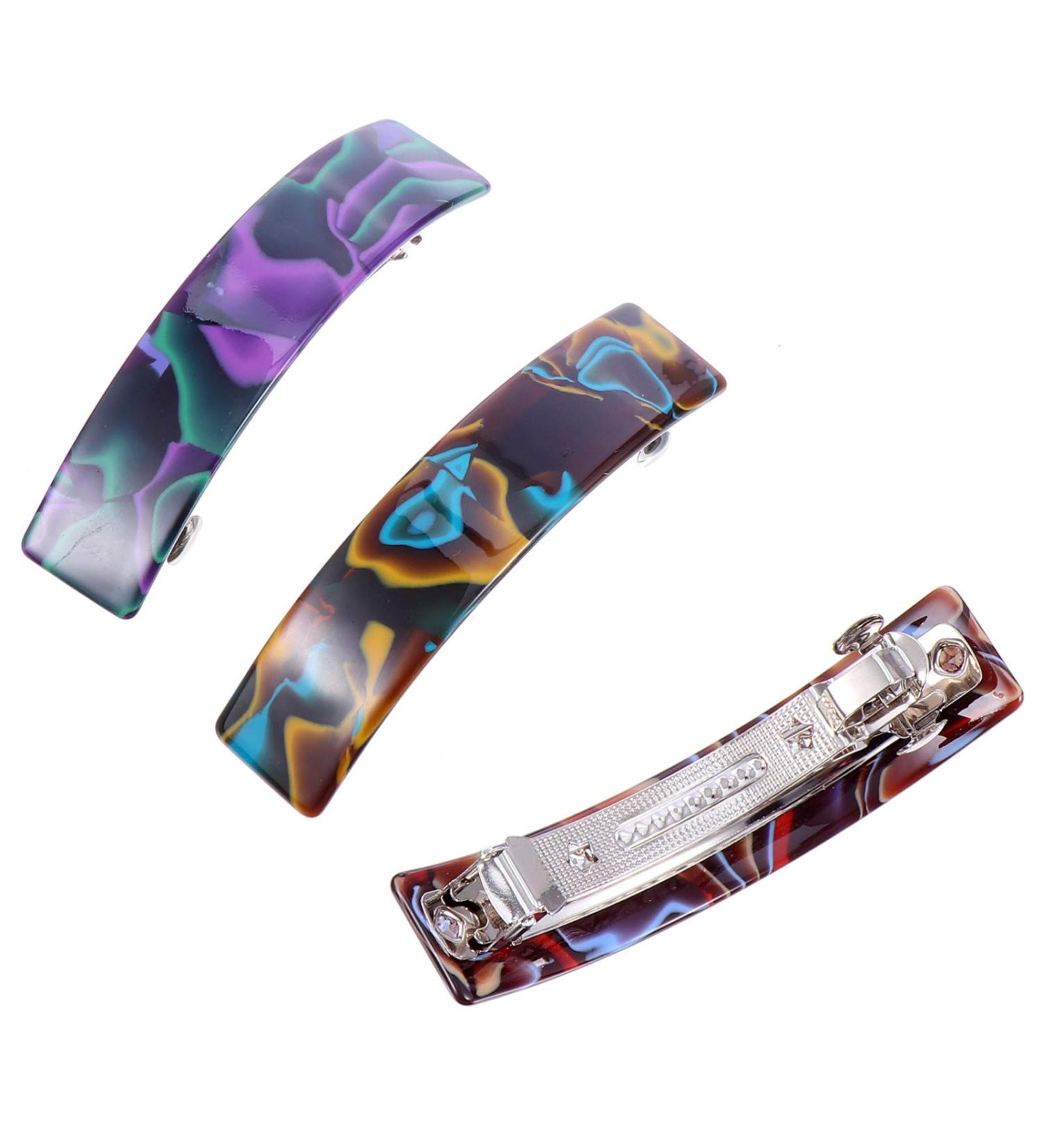 Lurrose 3-Piece Automatic Tortoise Hair Clip Set | Vintage French Design Cellulose Acetate Clips for Women & Girls | Perfect for Daily Outfits - Buy Online on GoSupps.com