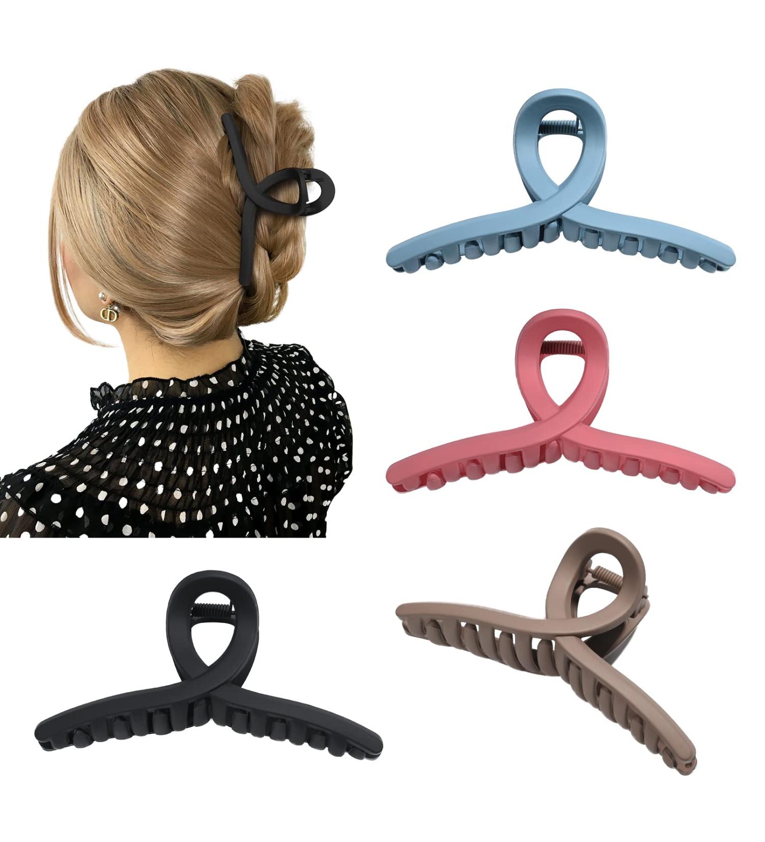 DEEKA 4 Pack 4 Inch Large Tortoise Shell Hair Claw Clips for Women - Matte Color - Thick Long Hair Grips - Buy Online on GoSupps.com