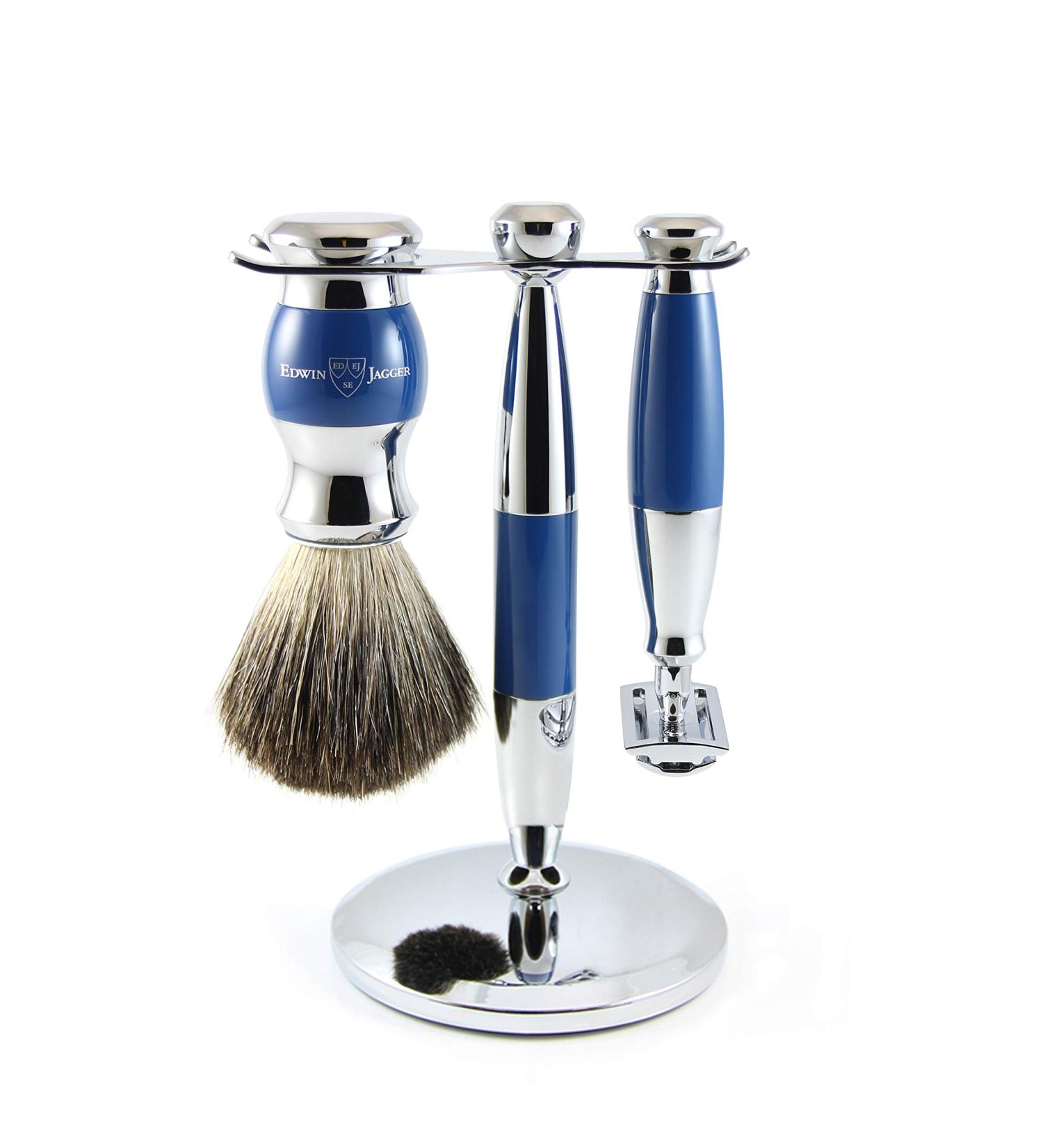 Edwin Jagger Blue Diffusion 36 Series Shaving Set | Double Edge Safety Razor & Pure Badger Brush - International Shipping Available - Buy Online on GoSupps.com
