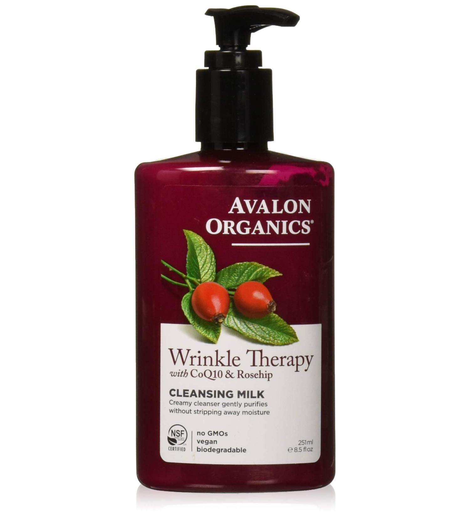 Avalon Organics Wrinkle Therapy CoQ10 Cleansing Milk 8.50 oz (Pack of 3)