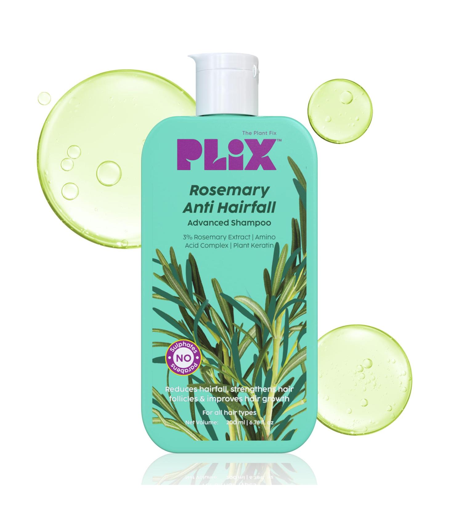 PLIX Rosemary Advanced Anti Hair Fall Shampoo - 200ml | Sulphate & Paraben Free | All Hair Types | Reduces Breakage for Men & Women - Buy Online on GoSupps.com