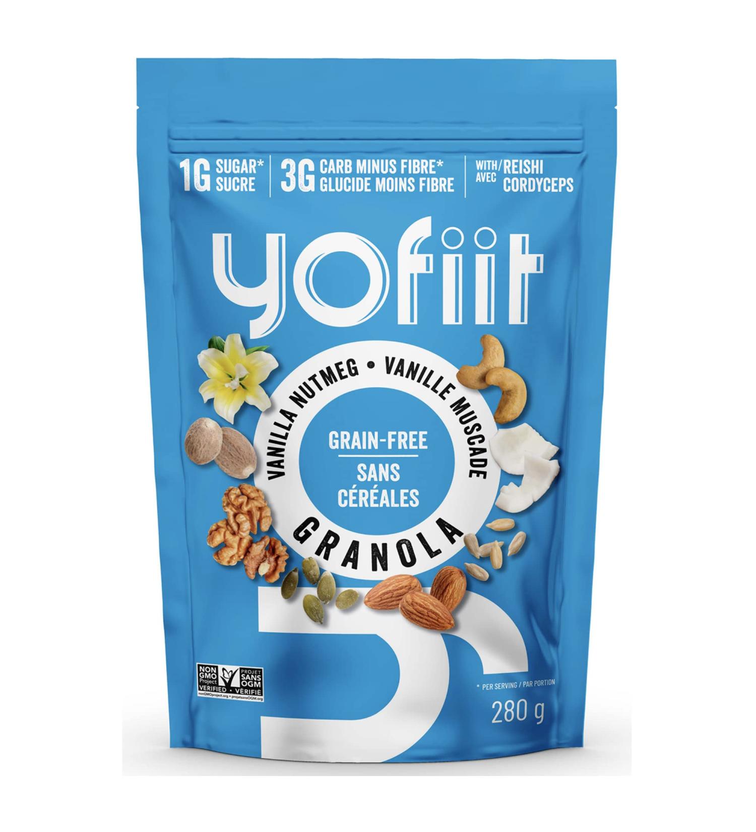 Yofiit Keto Nut Granola Cereal 3g Net Carbs No Stevia - Vanilla Nutmeg with Reishi and Cordyceps - Dairy Free Gluten Free Paleo Friendly Granola - 10oz Bag (Package May Vary) Vanilla-Nutmeg - Buy Online on GoSupps.com