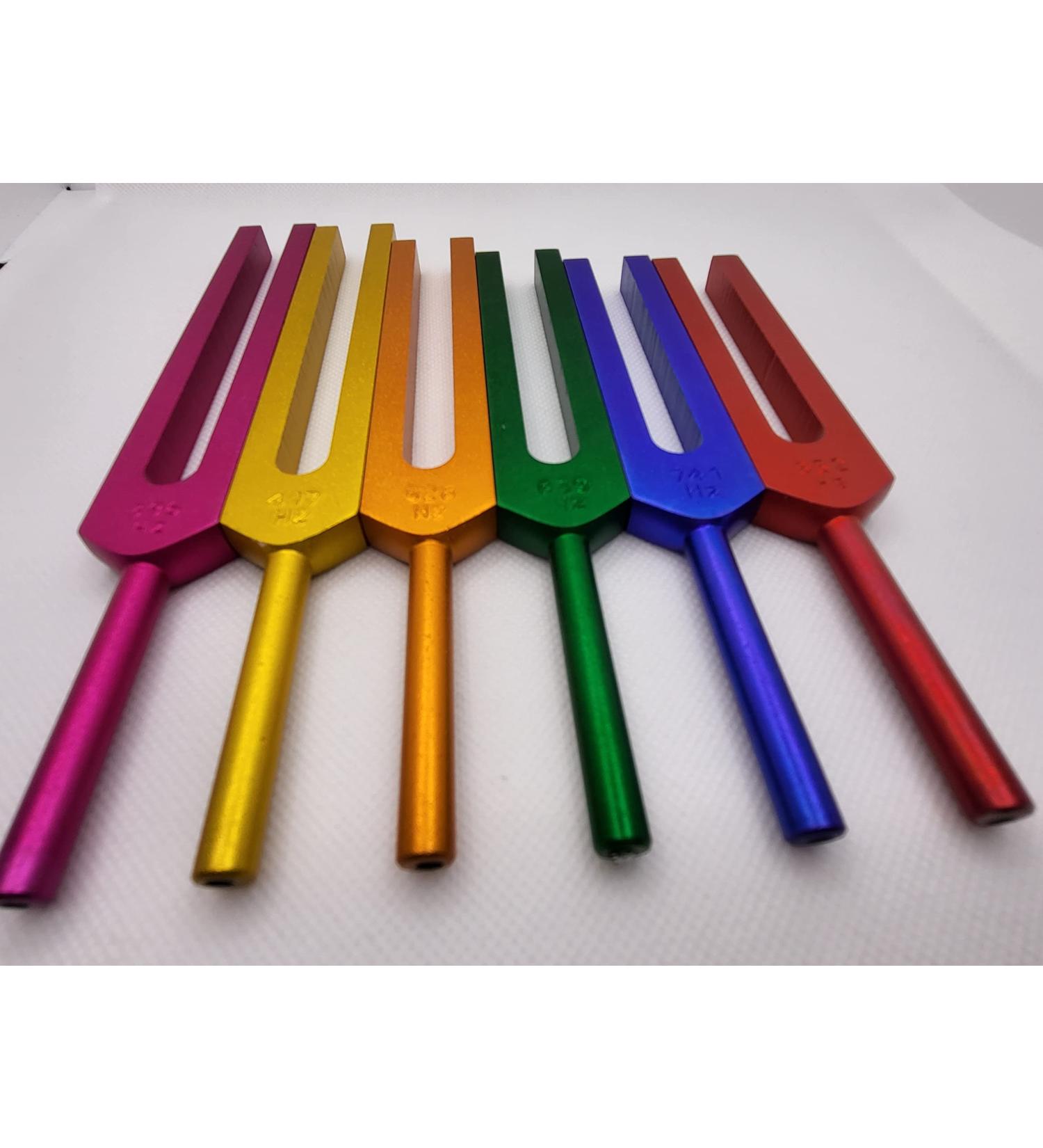 Sacred Solfeggio 6pc Colored Tuning Forks w activator and Pouch - DNA Repair - Blessings Miracles Awakening Liberation - Buy Online on GoSupps.com